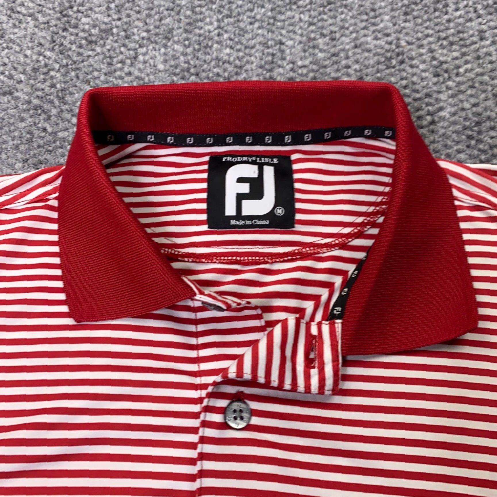 Footjoy VINTAGE FJ Shirt Mens M Red Striped ProDry Lisle Polo Stafford Golf Size US M / EU 48-50 / 2 - 3 Thumbnail