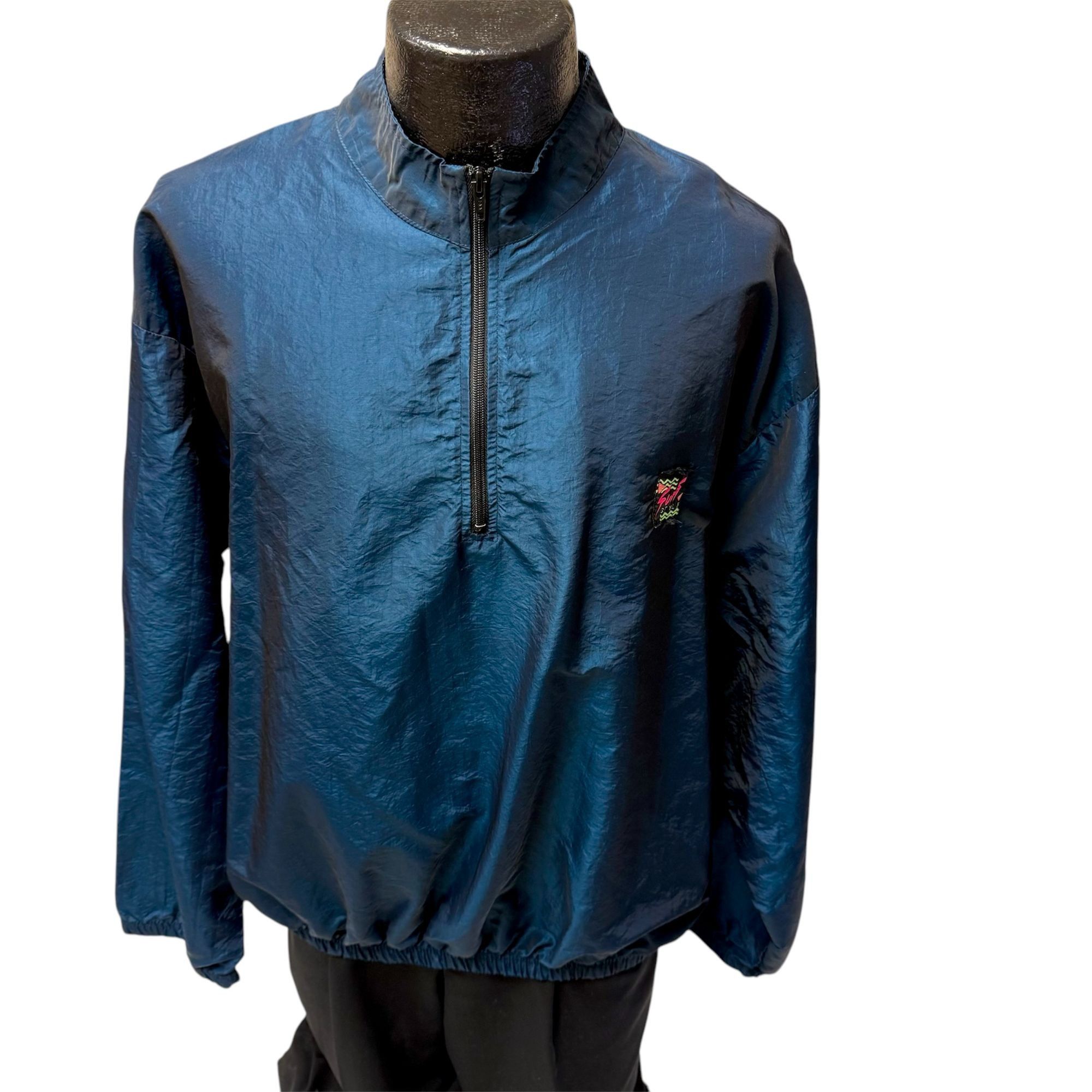 Other Vtg Surf Style SHINY Blue IRIDESCENT Surfer Windbreaker OS Size US L / EU 52-54 / 3 - 2 Thumbnail