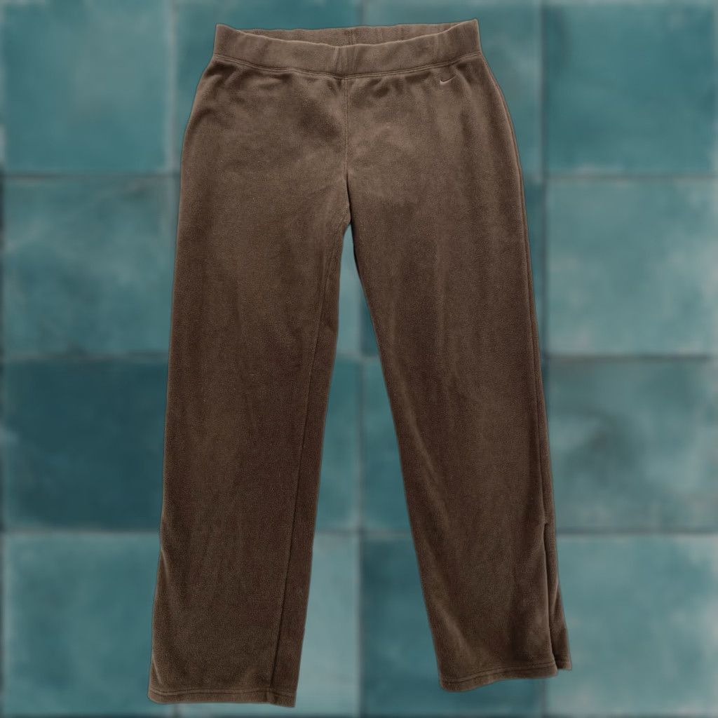 Nike VINTAGE Nike Fleece Sweatpants Women's XL Brown Ankle Zip Pull On Straight Y2K Role: 80s 90s? Size 40" / US 18 - 1 Thumbnail