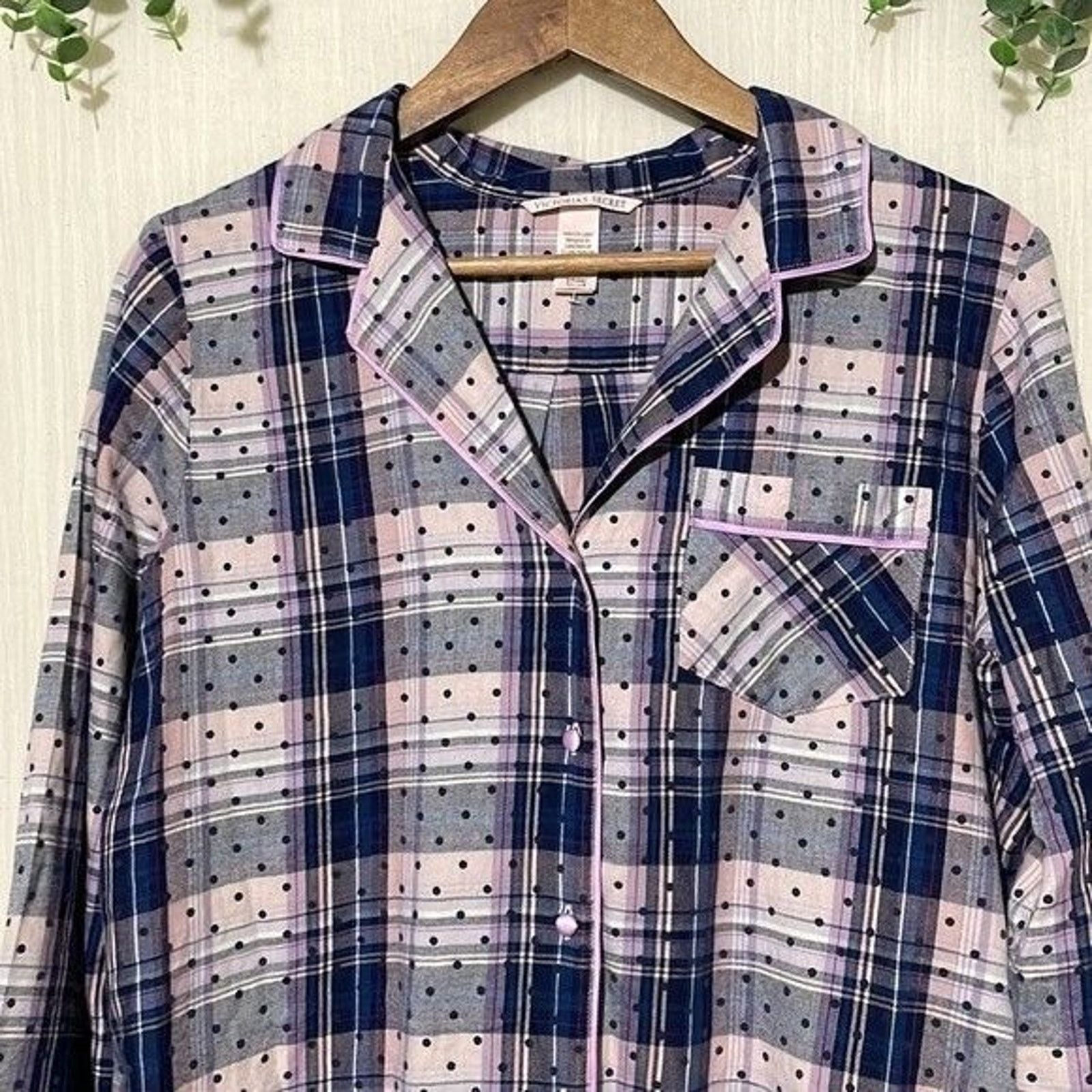 Victoria's Secret Victoria's Secret NightShirt Womens Small Plaid Button Front Size ONE SIZE - 3 Thumbnail