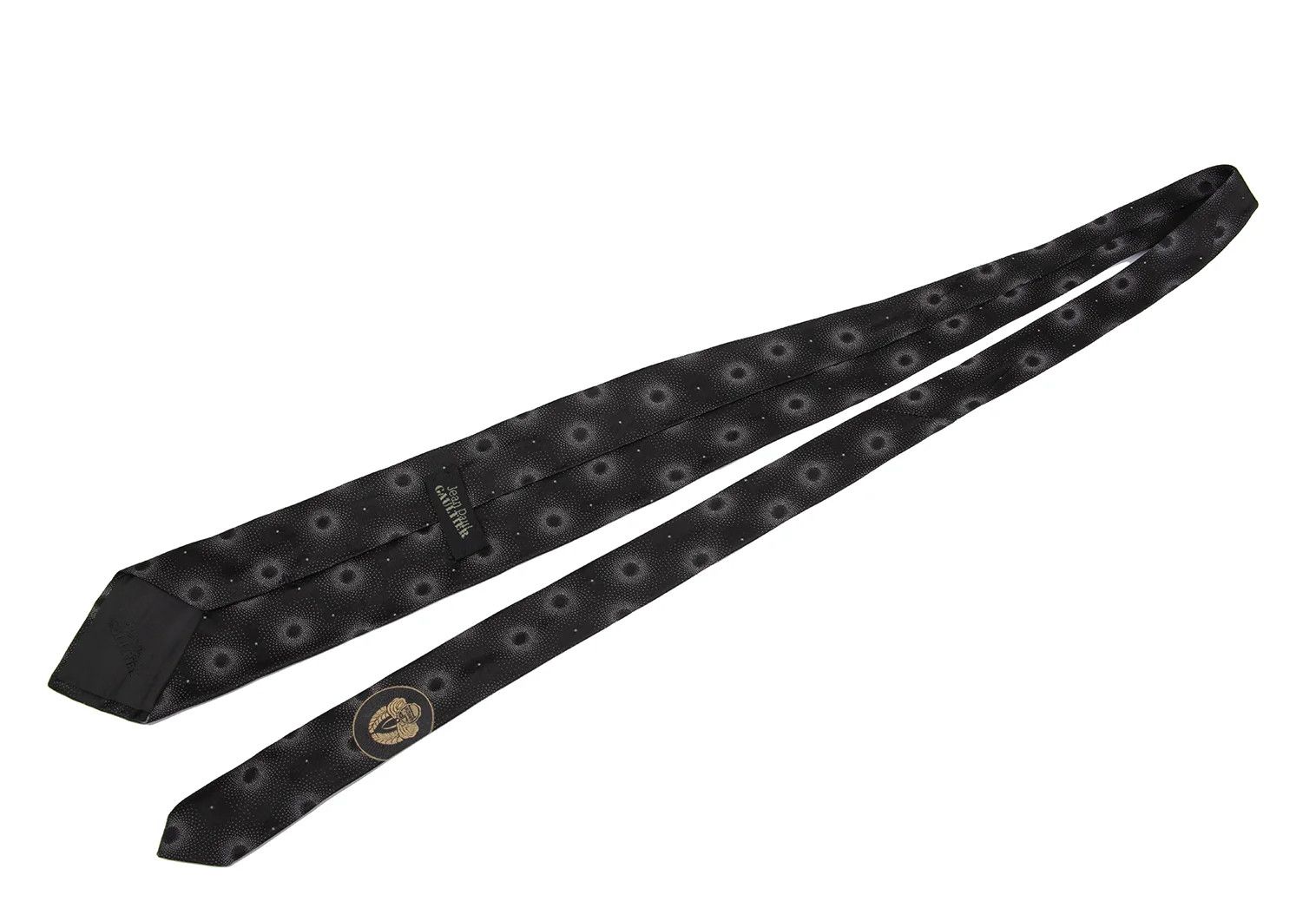 Jean Paul Gaultier Charcoal Polka Dot Embroidered Tie with Emblem Size ONE SIZE - 6 Thumbnail