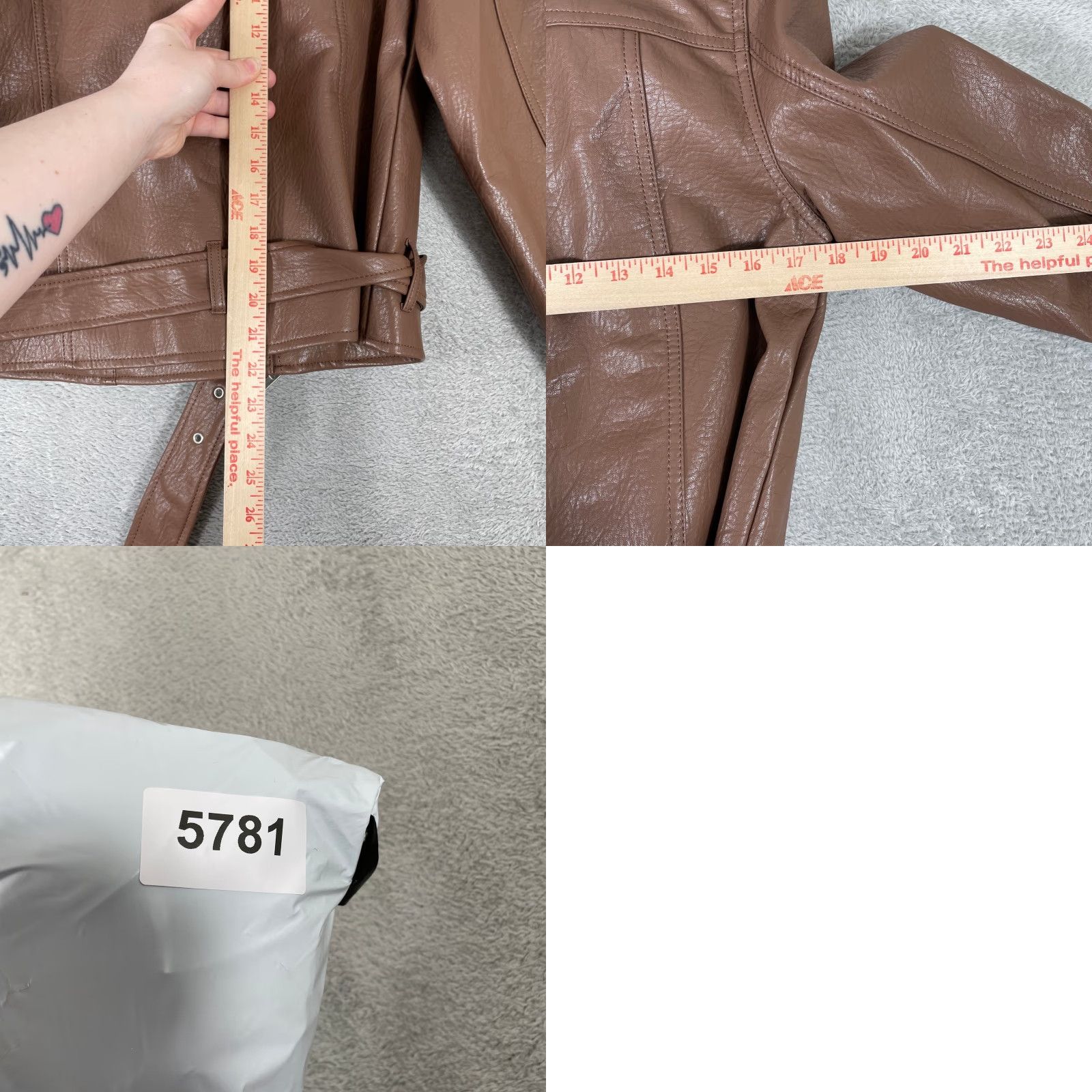 Old Navy Old Navy Moto Jacket Womens PS Small Brown Faux Leather Belted Biker Jacket Size S / US 4 / IT 40 - 8 Thumbnail