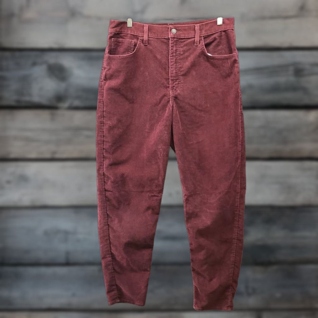 Levi's Levi's High Waisted Mom Jean Womens 32x29 Corduroy Burgundy Stretch Jeans Pants 5-Pocket Regular Size 24" / US 00 / IT 34 - 1 Thumbnail