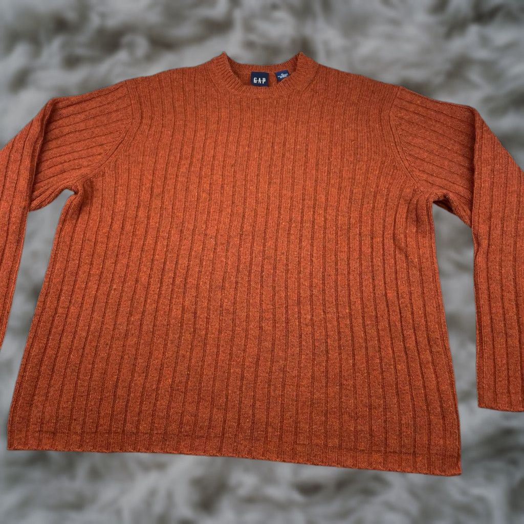 Gap GAP Men’s VTG Ribbed Pullover Sweater Orange XL Chunky-Knit Crew Neck Wool Shirt Size US XL / EU 56 / 4 - 1 Thumbnail