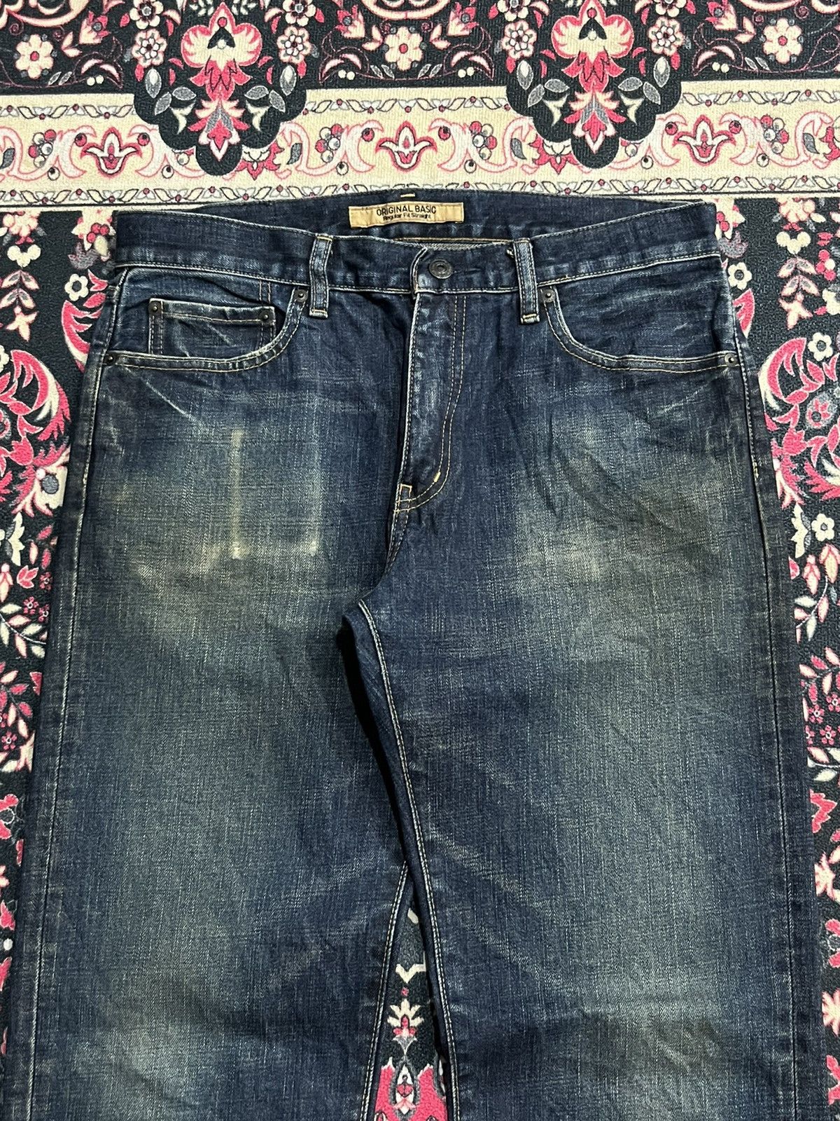 Undercover × Uniqlo Vintage Uniqlo S002 Dark Blue Washed Whisker Straight Jeans Size US 32 / EU 48 - 4 Thumbnail