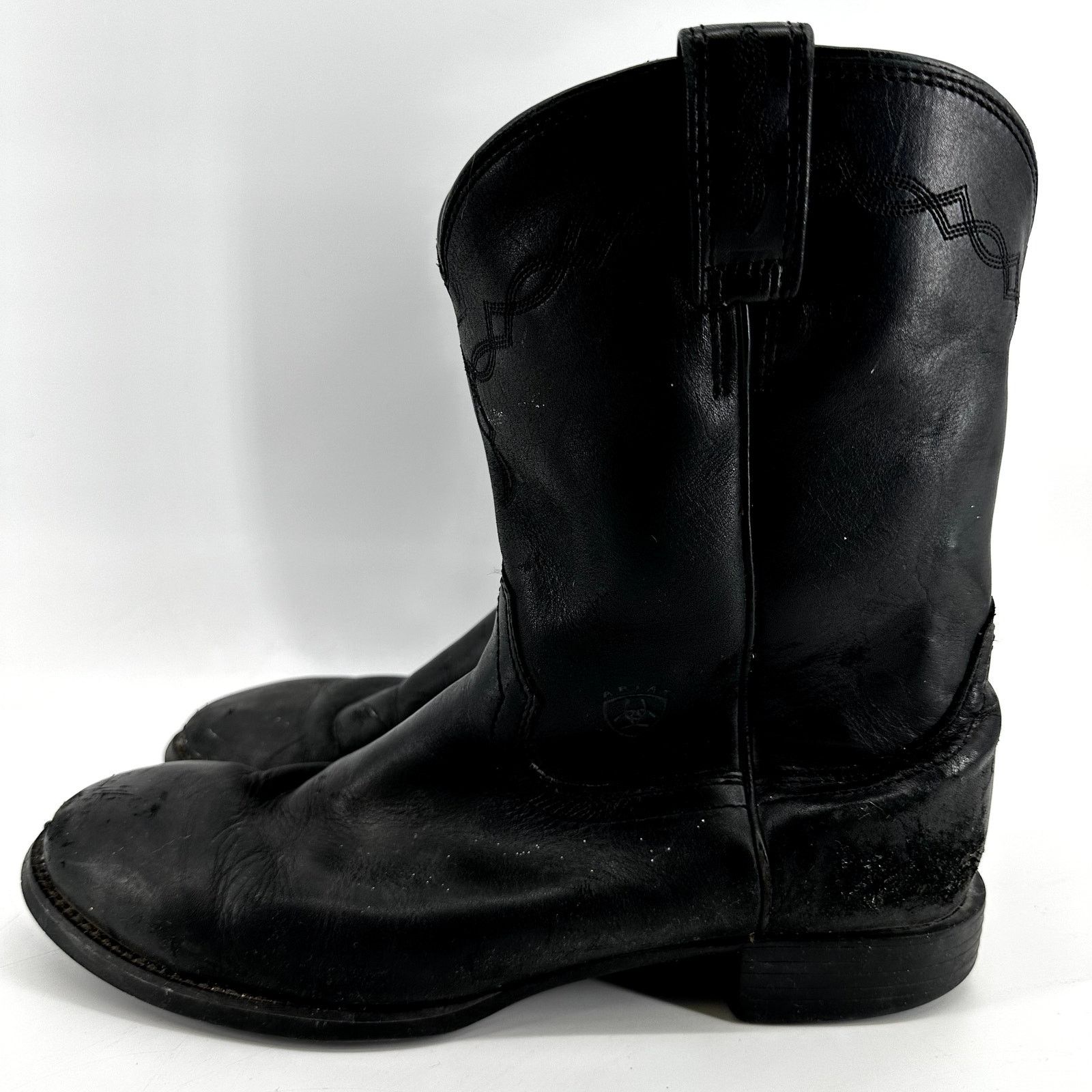Ariat Heritage Roper Cowboy Boots Mid Calf Leather Duratread Western Black 12 image_ffe53809-31c5-44db-b5b2-  main image 4