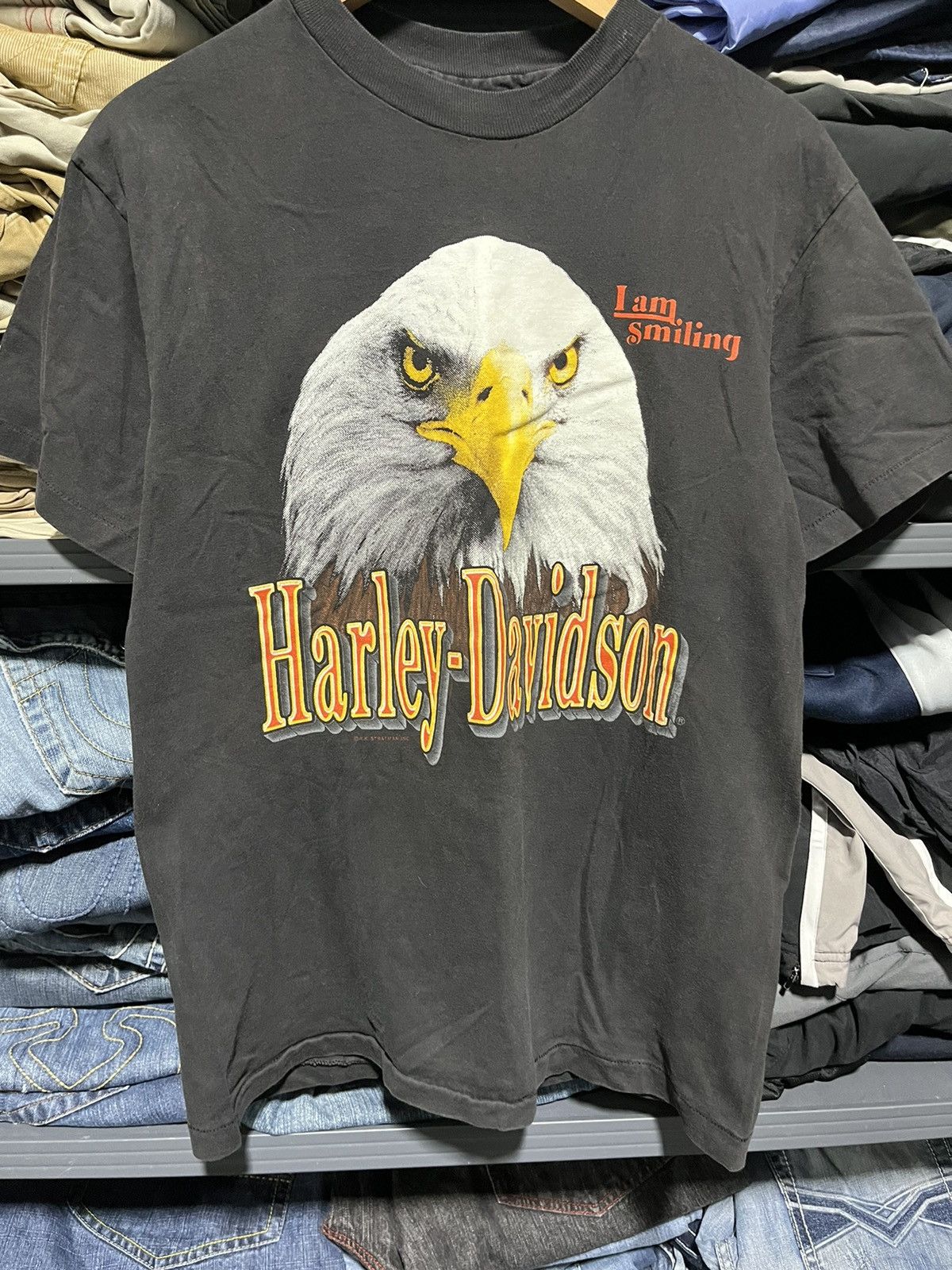 Harley Davidson × Vintage Crazy Vintage 90s Harley Davidson Eagle Biker Tee Shirt Size US M / EU 48-50 / 2 - 3 Thumbnail