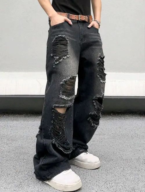 Japanese Brand Misuzu x Ayako Distressed Black Ripped Torn Jeans Y2k sh Size US 39 - 7 Thumbnail