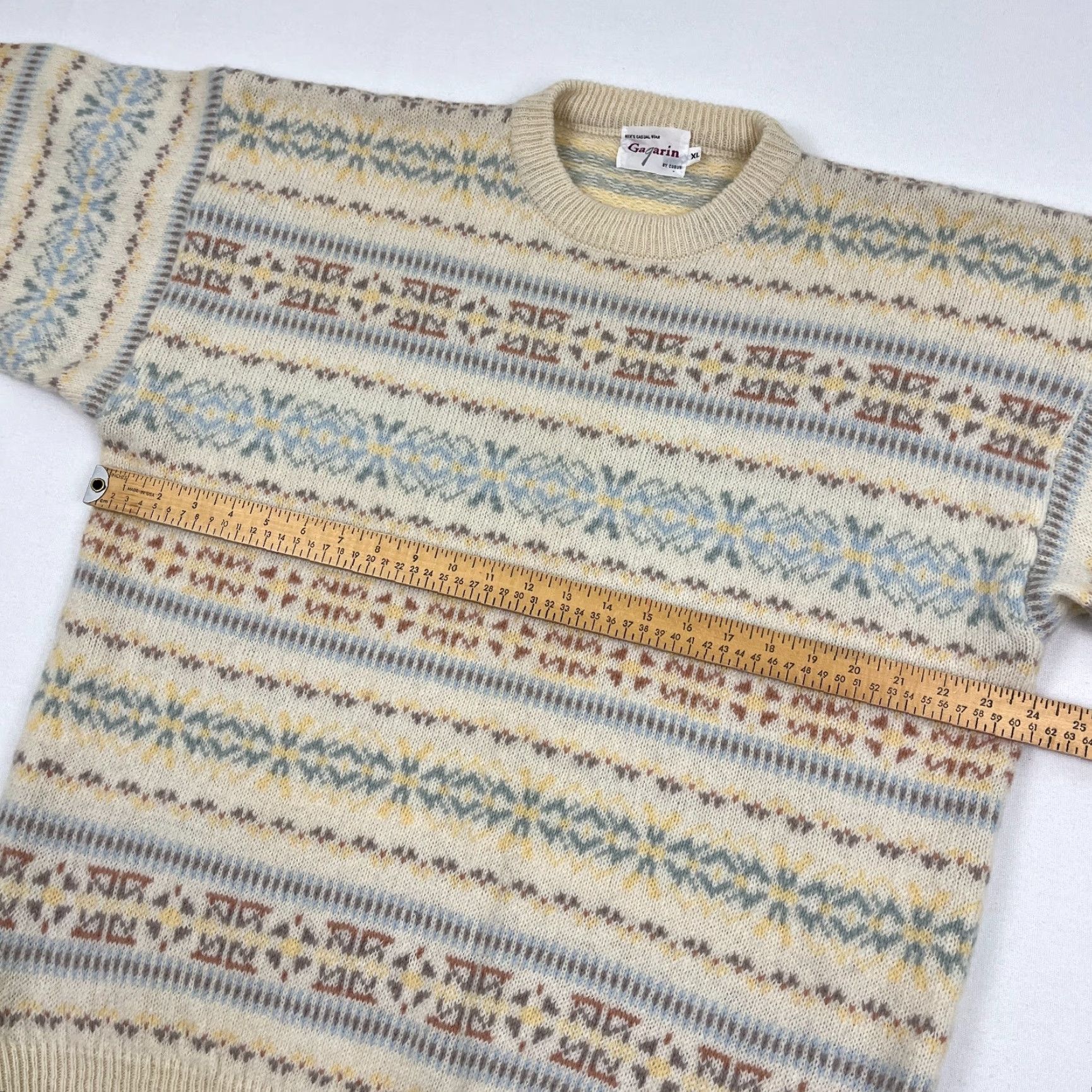 Vintage VTG Cubus Wool Sweater Mens XL Ivory Fair Isle Crew Neck Pullover 90s Vintage Classic Outdoors Mens Size US XL / EU 56 / 4 - 5 Thumbnail