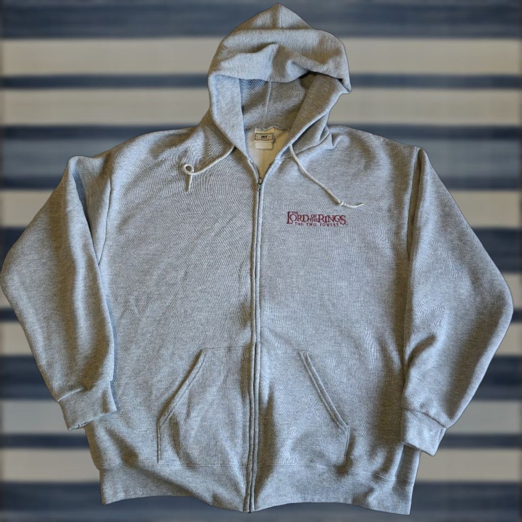 Lee VINTAGE The Lord Of The Rings The Two Towers Grey Men's XL Zip-up Hoodie Sweater Embroidered Size US XL / EU 56 / 4 - 1 Thumbnail
