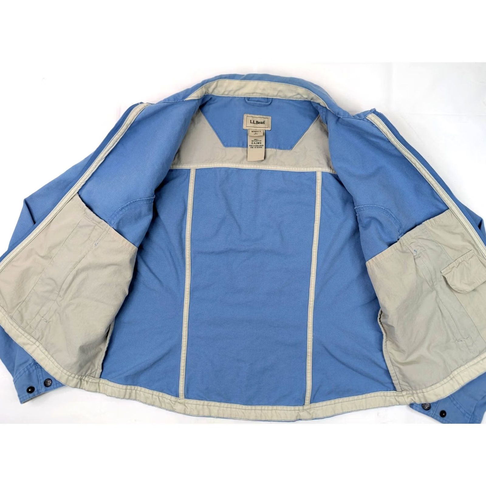 Vintage LL Bean Field Barn Chore Canvas Jacket Women L-Regular, Sky Blue Full Zip 0AJW9 Work Size L / US 10 / IT 46 - 5 Thumbnail