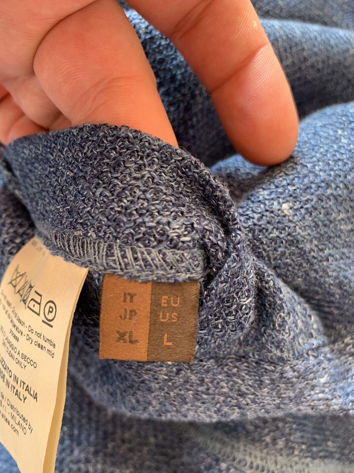 Altea Altea Alfonso Melange 100% Linen Blue Blazer L Size Size 44S - 7 Thumbnail