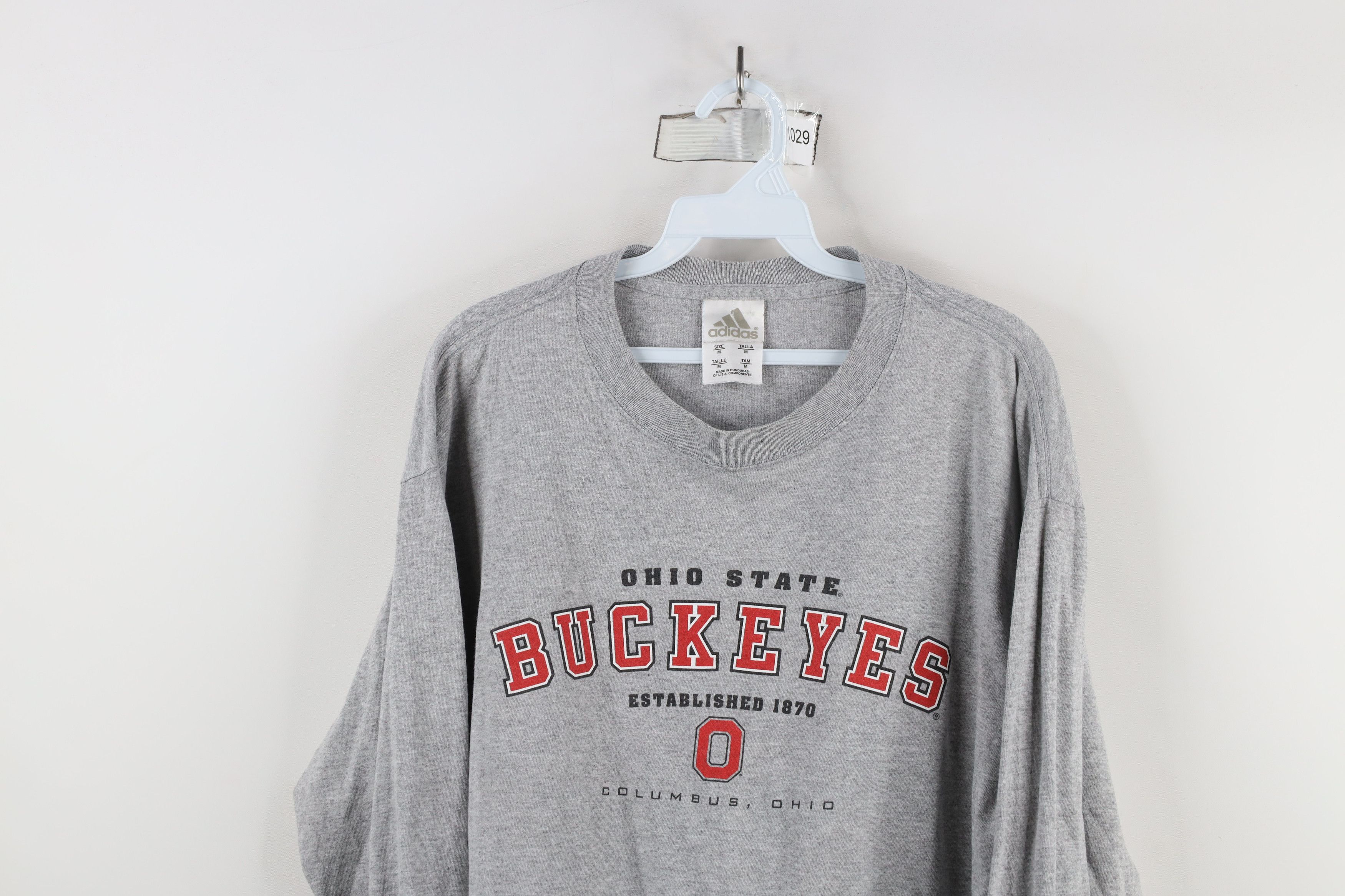 Adidas × Vintage Vintage 90s Adidas Ohio State University Long Sleeve T-Shirt Size US M / EU 48-50 / 2 - 2 Thumbnail
