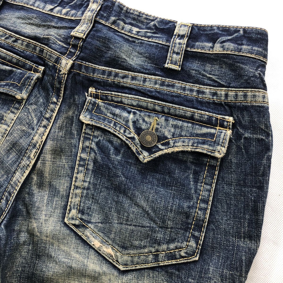 20471120 × Hysteric Glamour × Japanese Brand O PinBall Flare Distressed Denim Pant Size US 32 / EU 48 - 12 Thumbnail