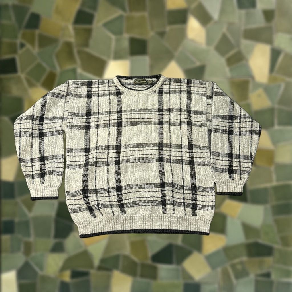 Croft & Barrow VINTAGE Croft & Barrow Sweater Mens XLT Plaid Knit Cotton Crewneck Pullover 90S Mens Size US XL / EU 56 / 4 - 1 Thumbnail