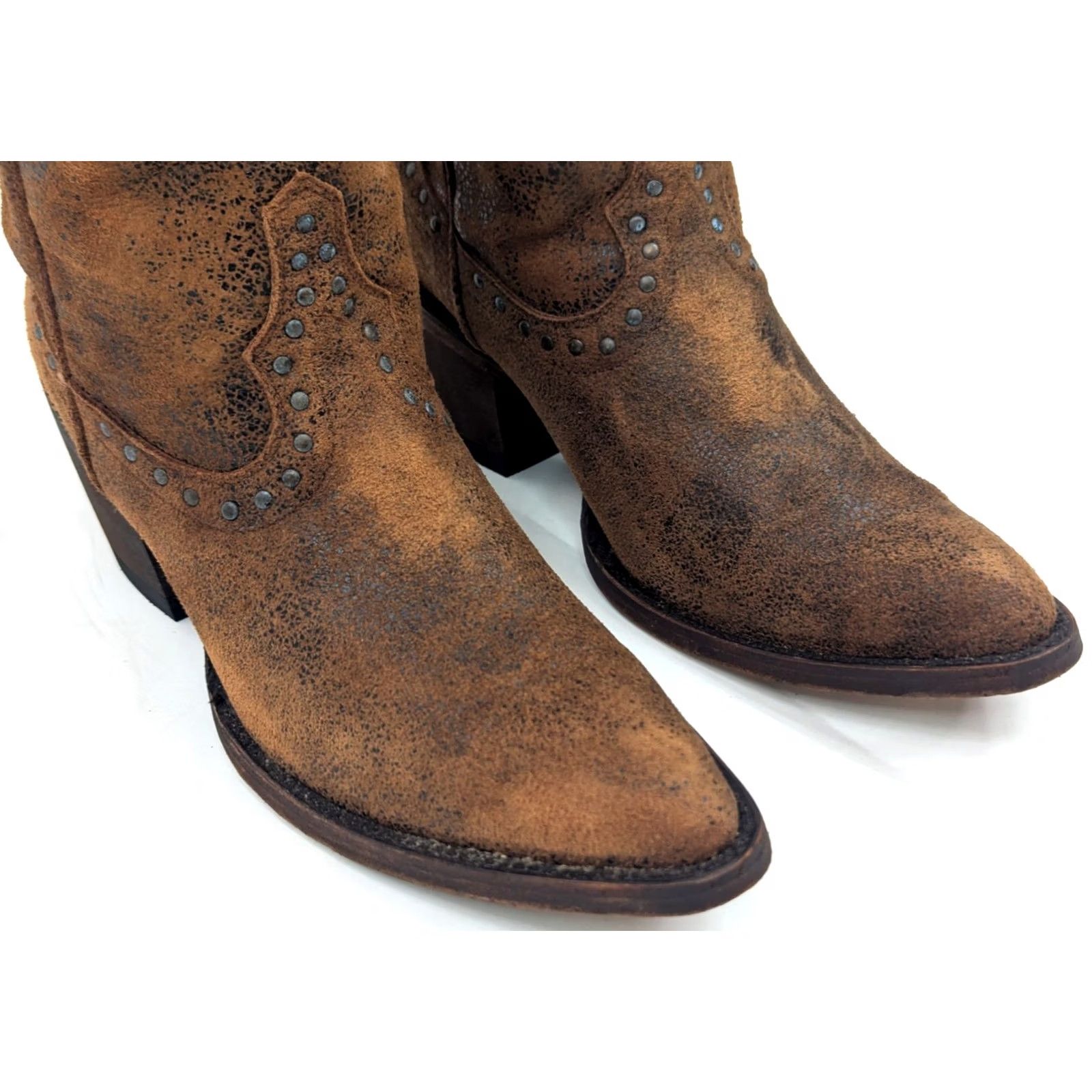 Vintage Idyllwind Miranda Lambert Wheels Western Ankle Boot Women 6.5B Brown Suede Boots Cowgirl, 6.5B, Brown, Suede Size US 7 / IT 37 - 4 Thumbnail