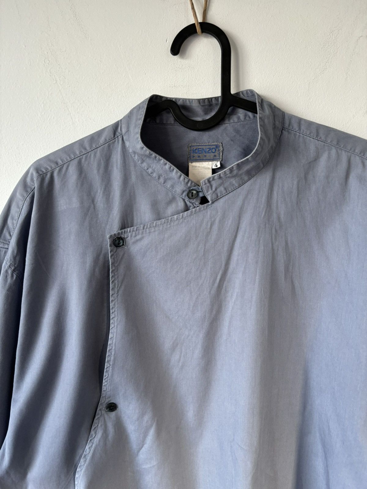 Japanese Brand × Kenzo × Vintage Vintage Kenzo Runway Collarless Side Button Shirt Size US XL / EU 56 / 4 - 3 Thumbnail