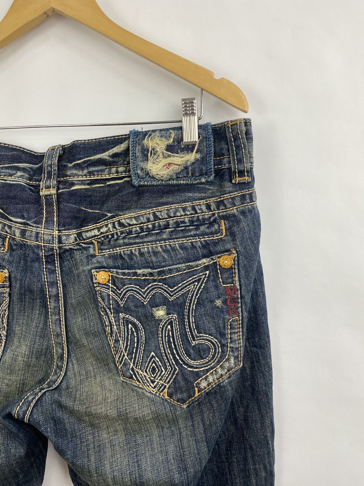 4GSELLER 🇯🇵 Y2K MEK Denim USA Trashed Faded Japan Style Jeans Rare Size US 34 / EU 50 - 6 Thumbnail