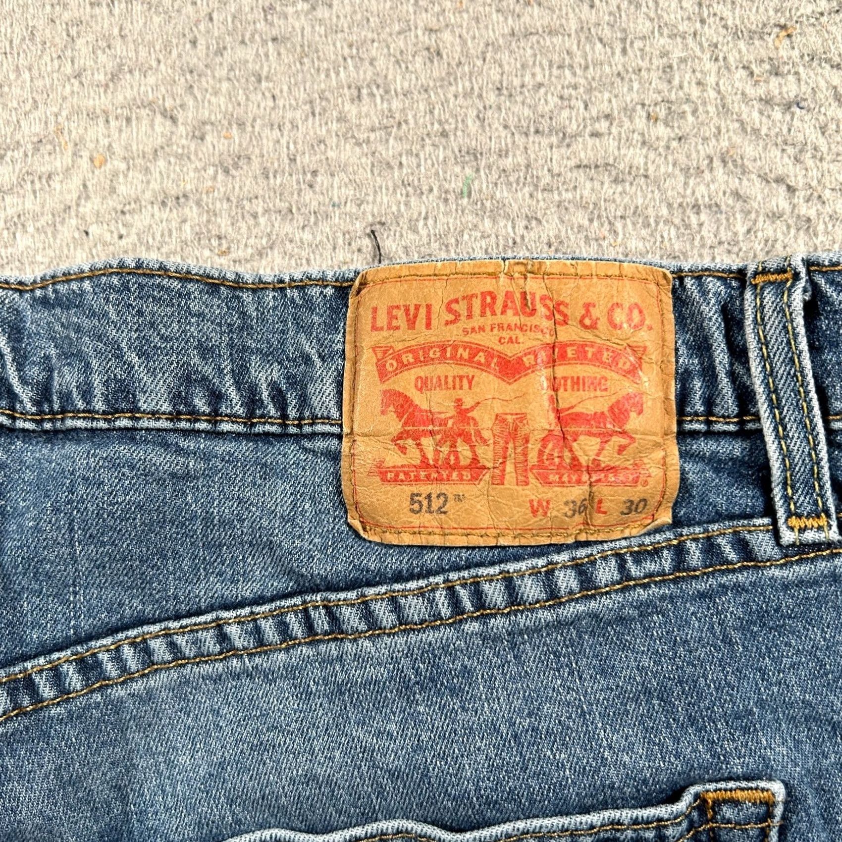 Levi's Levi's 512 Tapered Jeans Mens 36X28 Blue Denim Stretch Flex Slim Distressed Jeans Size US 36 / EU 52 - 3 Thumbnail