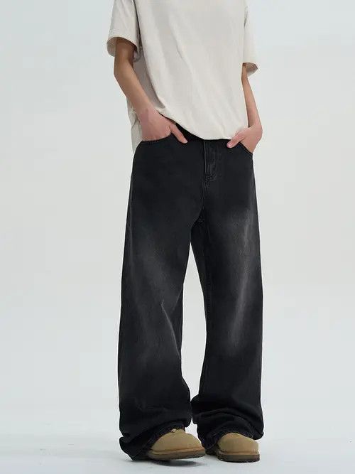 Japanese Brand Mayumi x Hanai Black Washed Baggy Denim Jeans Size US 33 - 4 Thumbnail