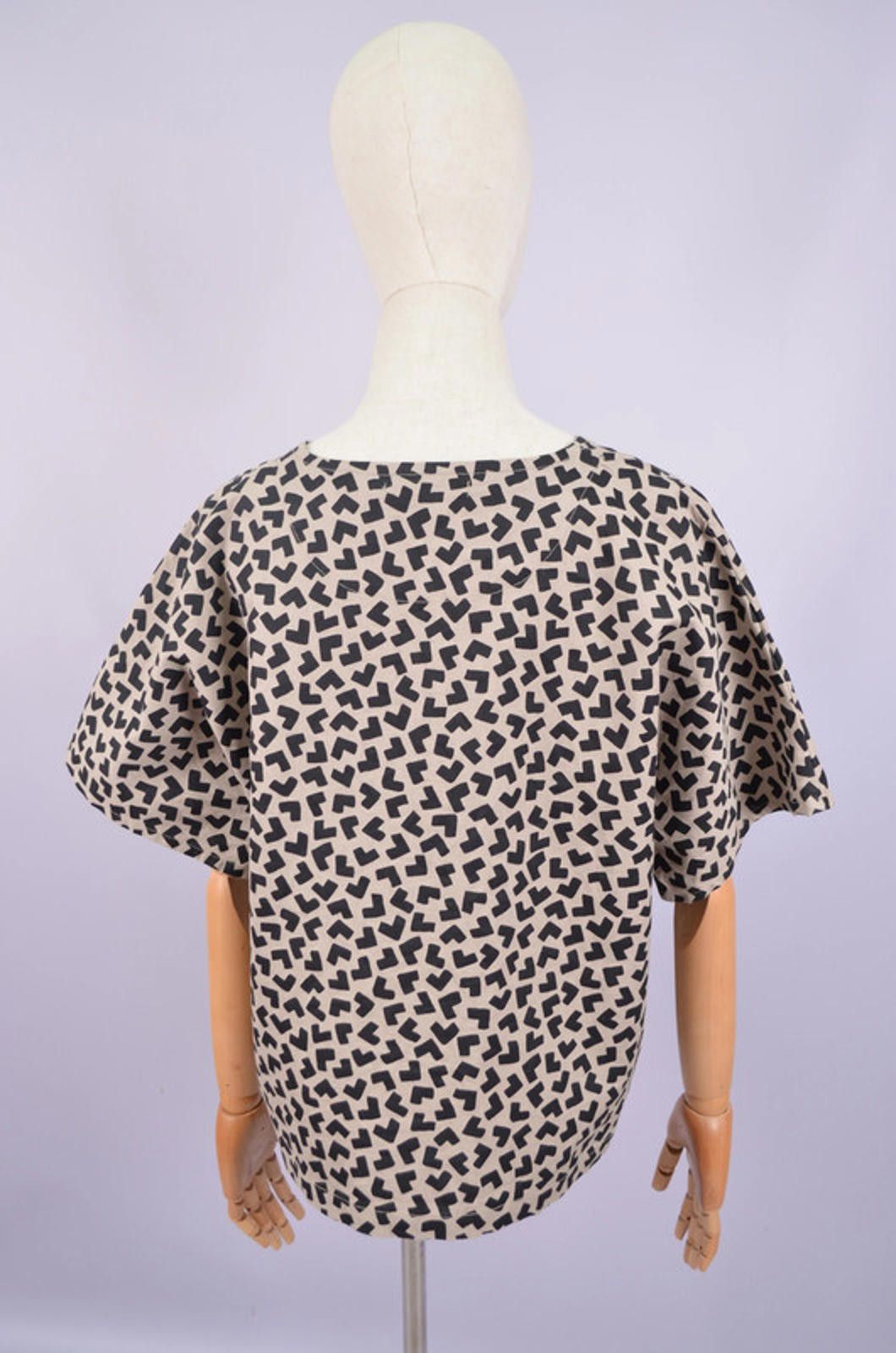 Designer Gudrun Sjoden Print Cotton Linen Tunic Shirt Size M Relaxed Size M / US 6-8 / IT 42-44 - 7 Thumbnail