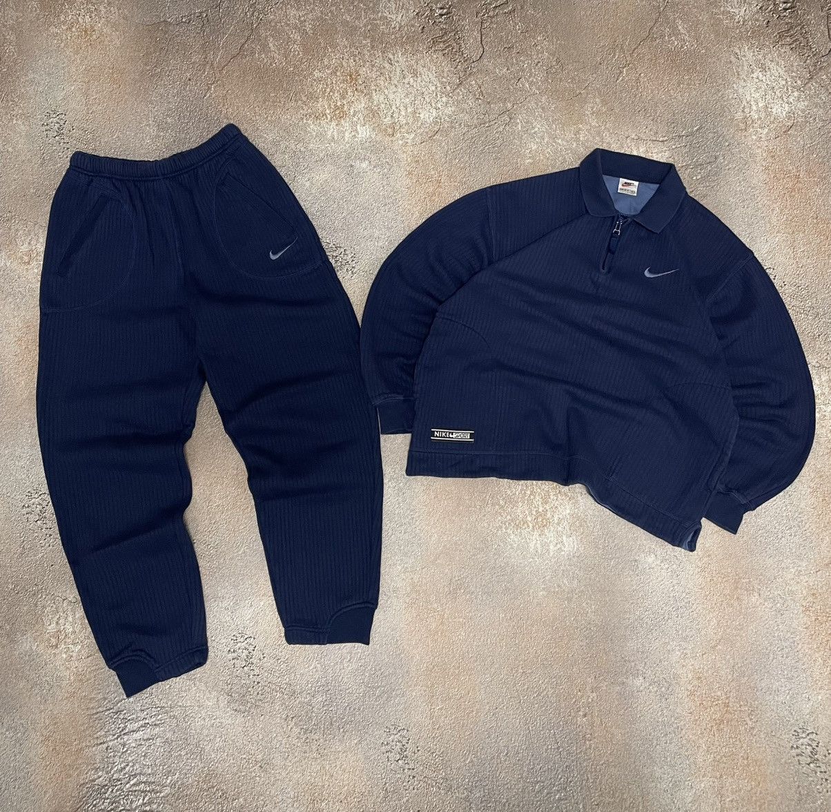 Nike Vintage 90s Nike Cotton Navy Tracksuit Set Size US S / EU 44-46 / 1 - 1 Thumbnail