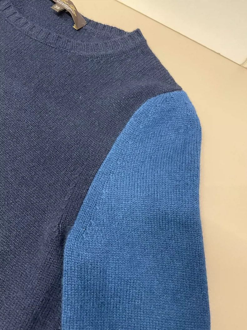 Loro Piana LORO PIANA Blue and navy round neck cashmere sweater Size S / US 4 / IT 40 - 4 Thumbnail