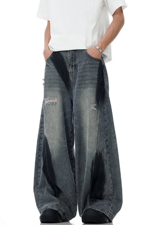 Japanese Brand × Jean American high street graffiti ripped loose wide-leg jeans Size US 32 / EU 48 - 3 Thumbnail