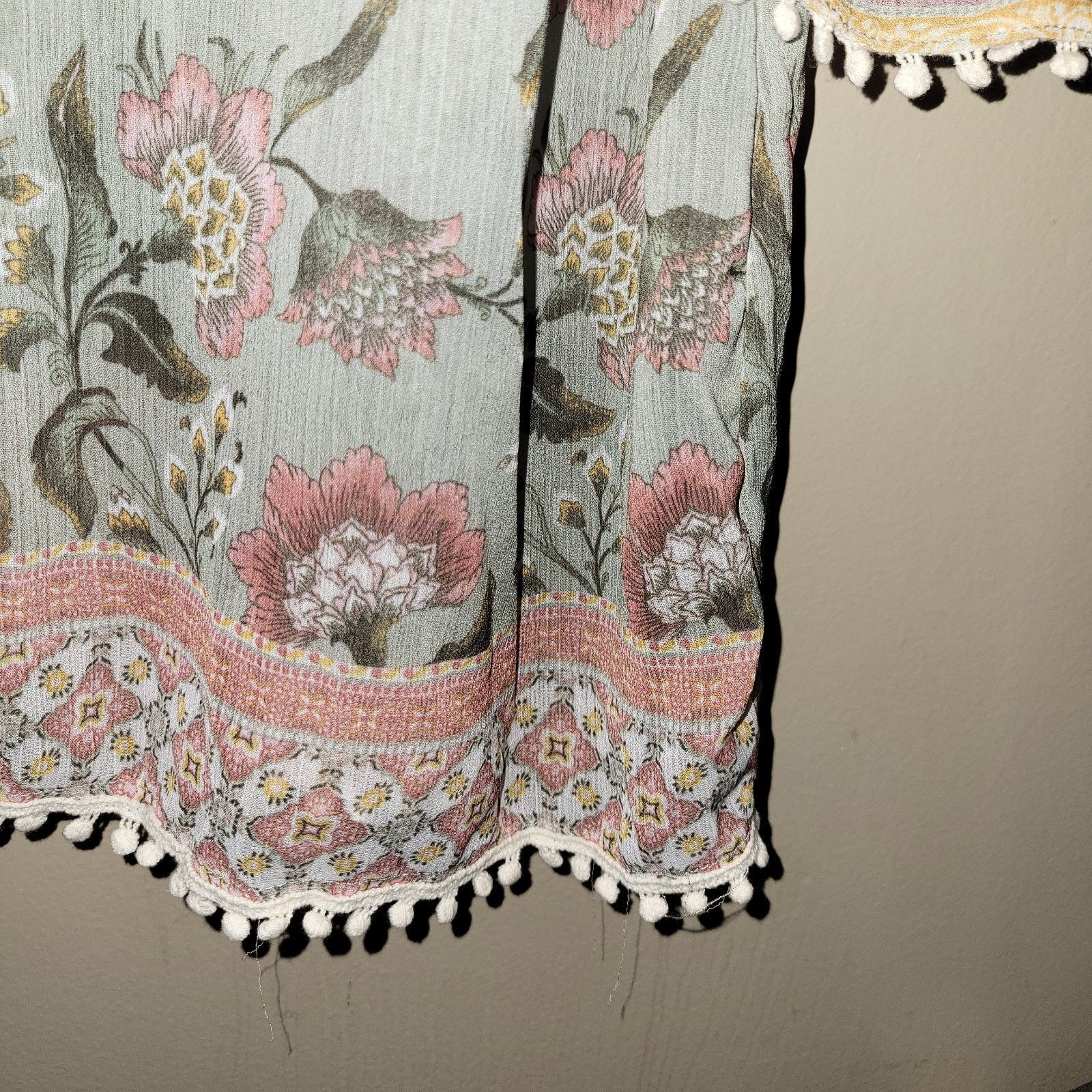 & Other Stories One World Top L Floral Sheer Sleeves Pom Pom Lightweight Size XL / US 12-14 / IT 48-50 - 6 Thumbnail