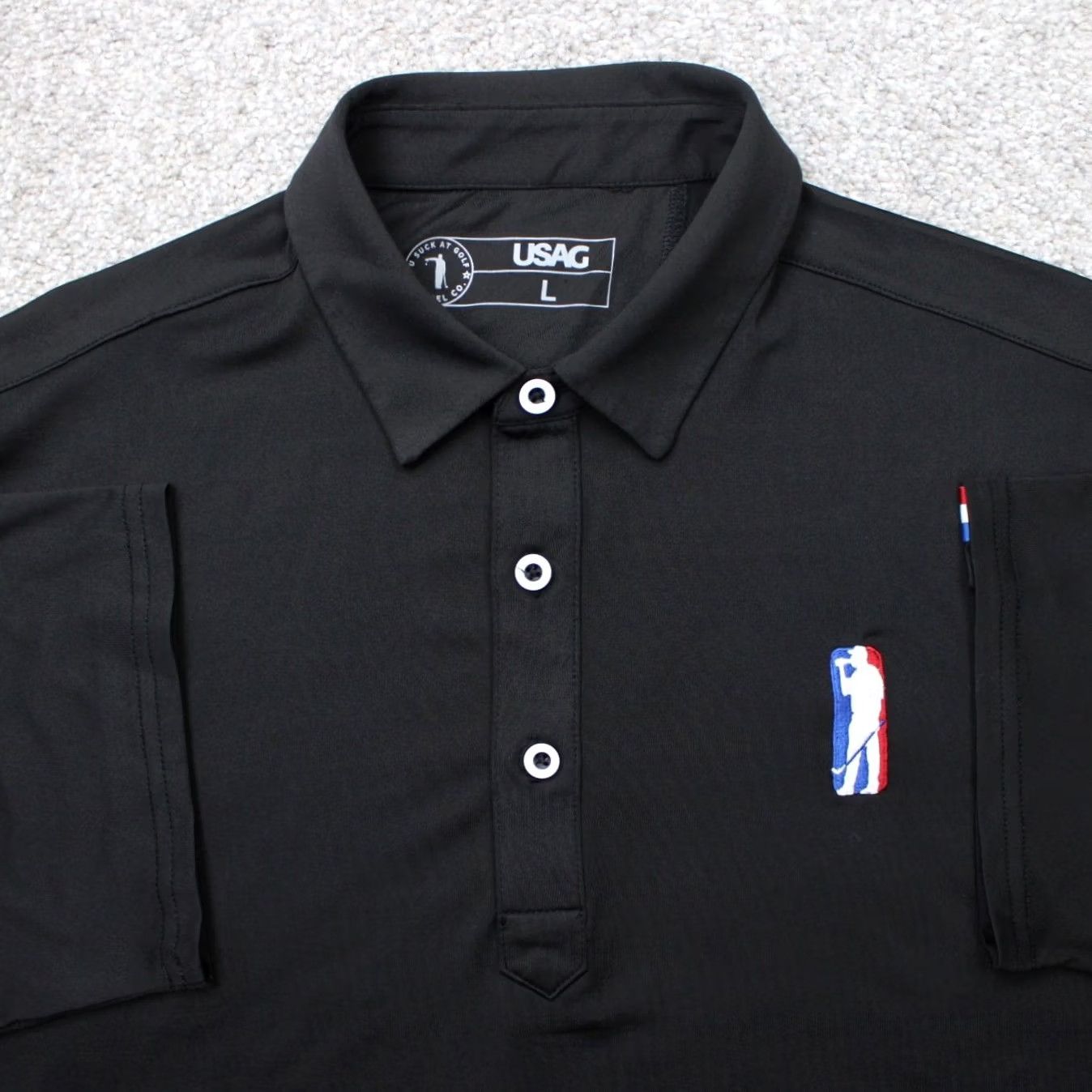 Vintage VINTAGE You Suck at Golf Polo Shirt Mens Large Black Short Sleeve Polyester Blend Stretch Polo Shirt Size US L / EU 52-54 / 3 - 2 Thumbnail