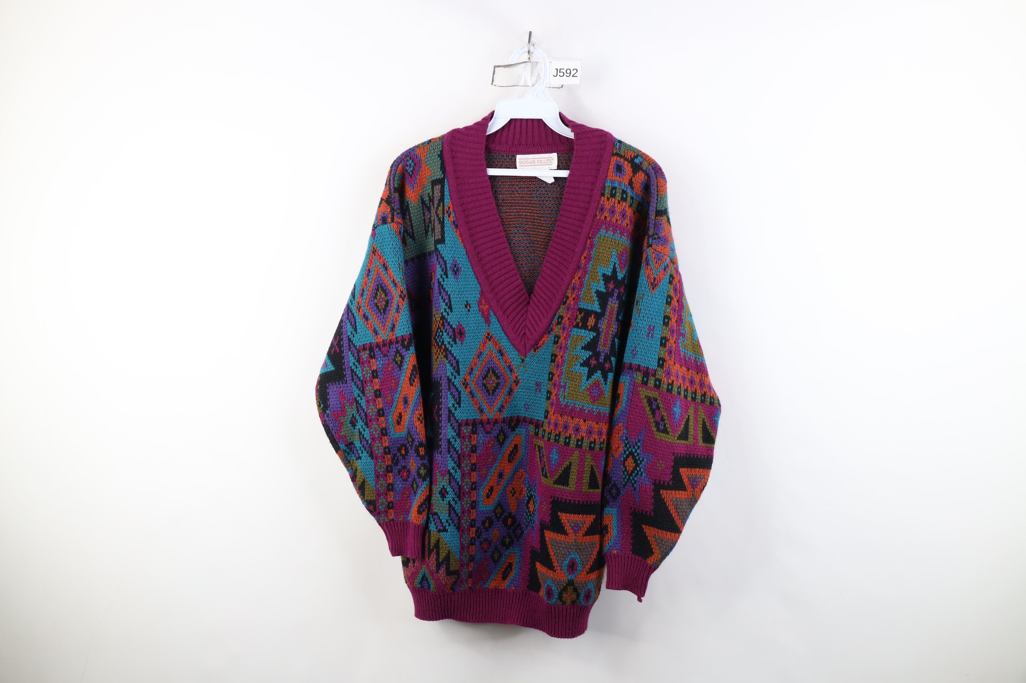 Vintage Vintage 90s Streetwear Southwestern Knit V-Neck Sweater Size L / US 10 / IT 46 - 1 Thumbnail