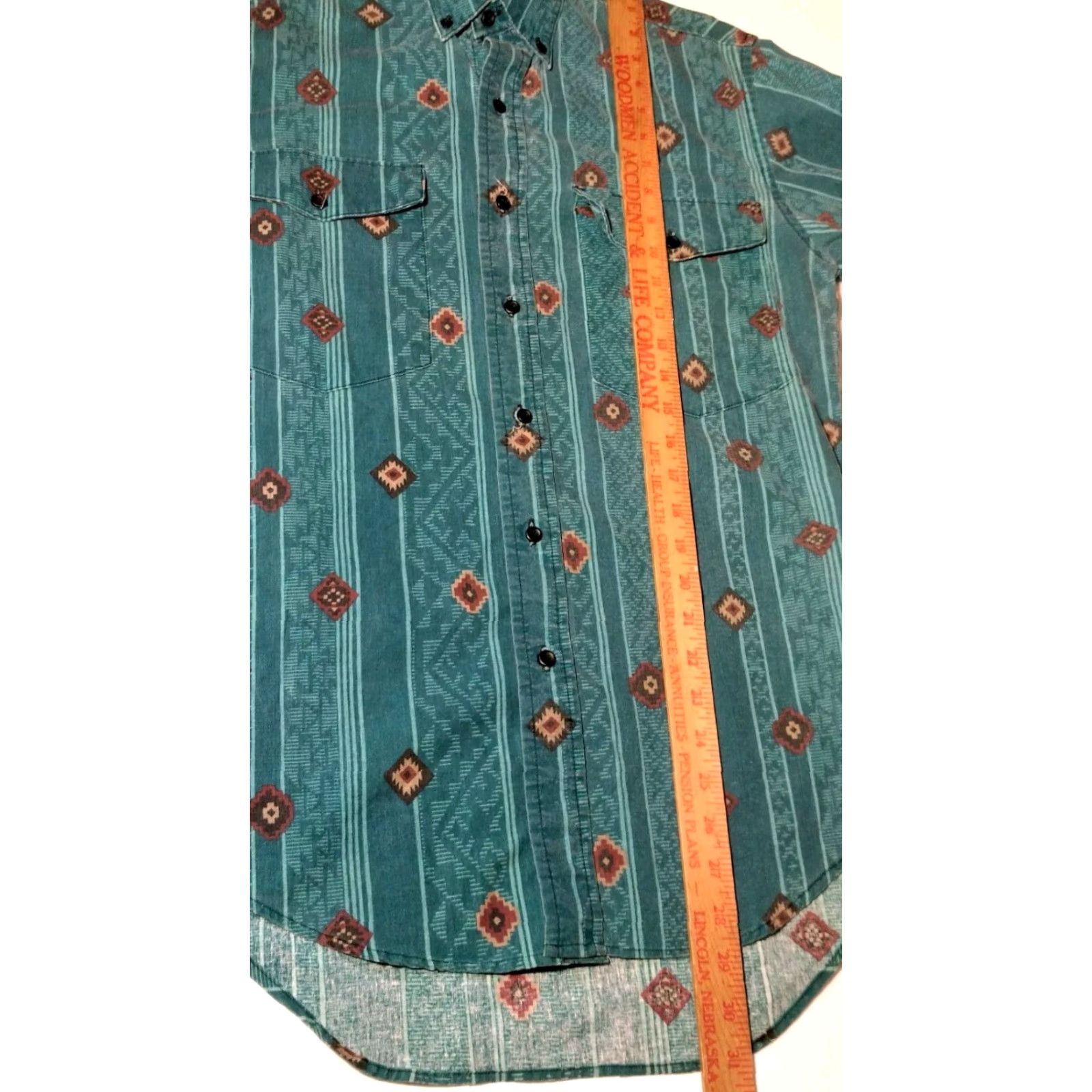 Altea VINTAGE Frontier Series Western Shirt S Teal Geometric Button-Up Casual Cowboy Ranchwear Mens Size US S / EU 44-46 / 1 - 7 Thumbnail