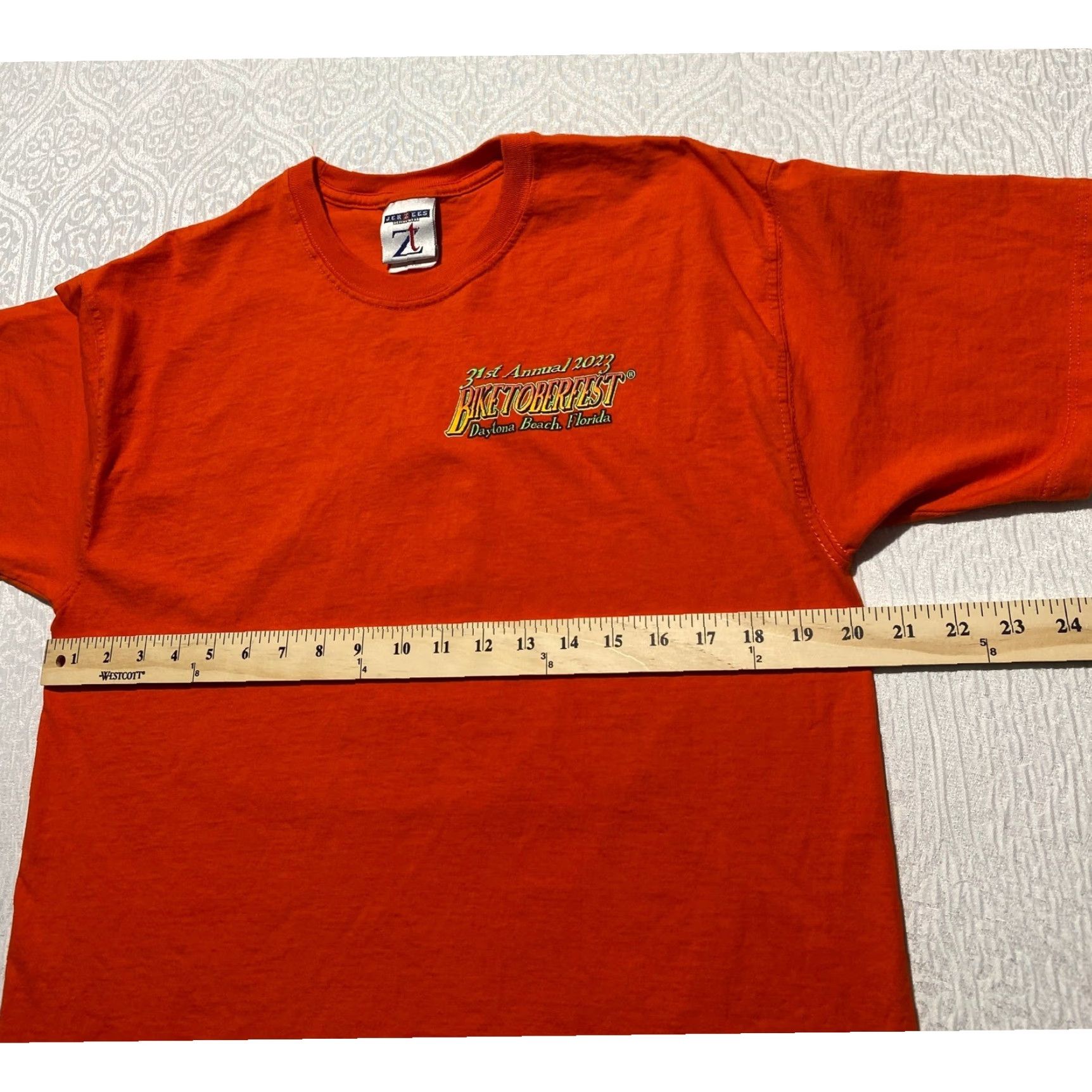Jerzees VINTAGE Jerzees Biketoberfest 2023 Daytona Beach Florida Orange Biker T-Shirt Mens M Size US M / EU 48-50 / 2 - 4 Thumbnail