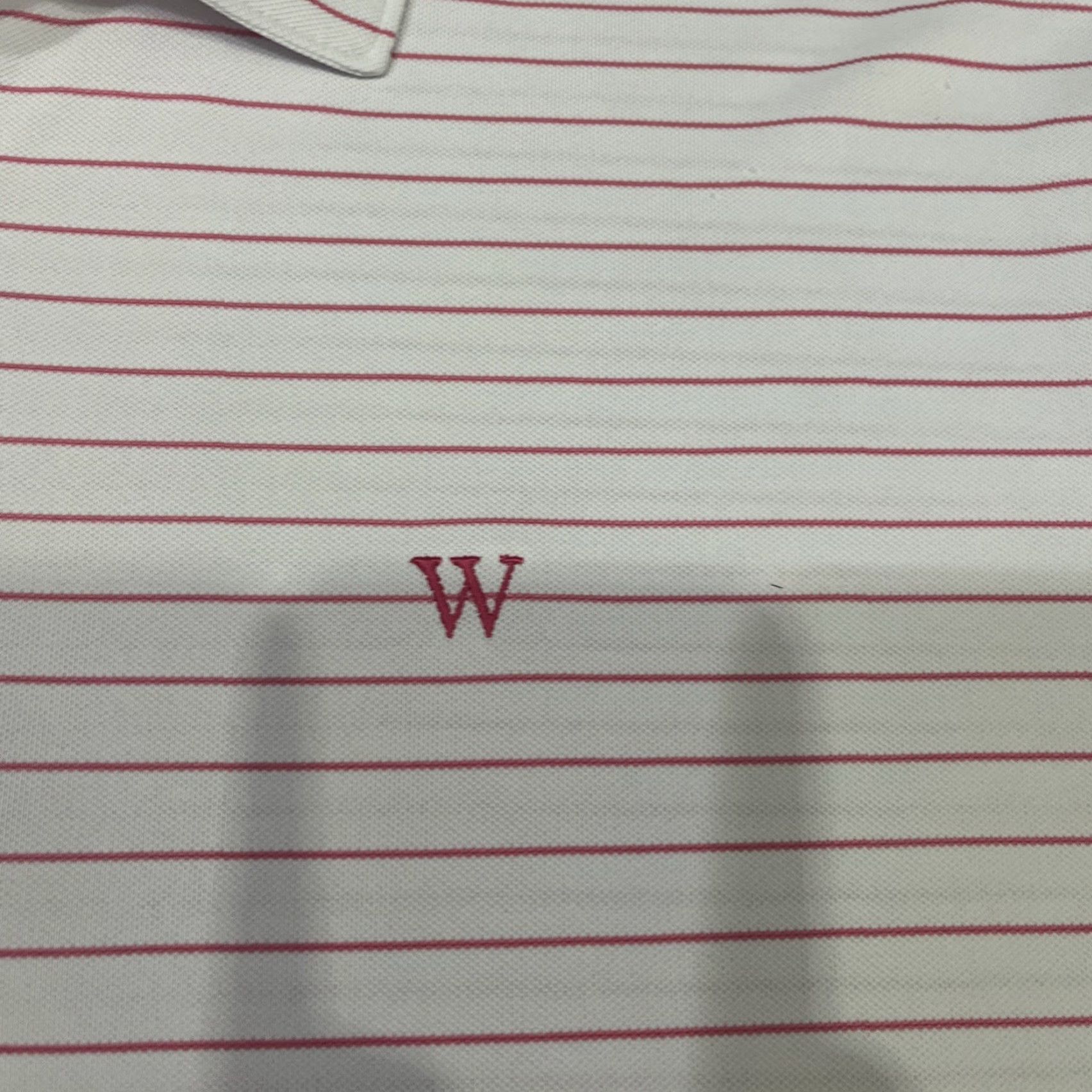 Peter Millar Peter Millar Men's Polo Shirt L Pink/White Stripe Summer Comfort Polyester Shirt Size US L / EU 52-54 / 3 - 2 Thumbnail
