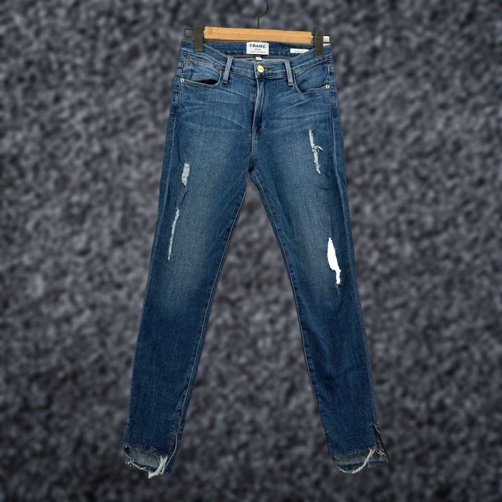 Frame FRAME Le Skinny De Jeanne Jeans Women's 27 Le High Rise Skinny Blue Denim Cotton Stretch Medium Inseam 29 Size 27" / US 4 / IT 40 - 1 Thumbnail