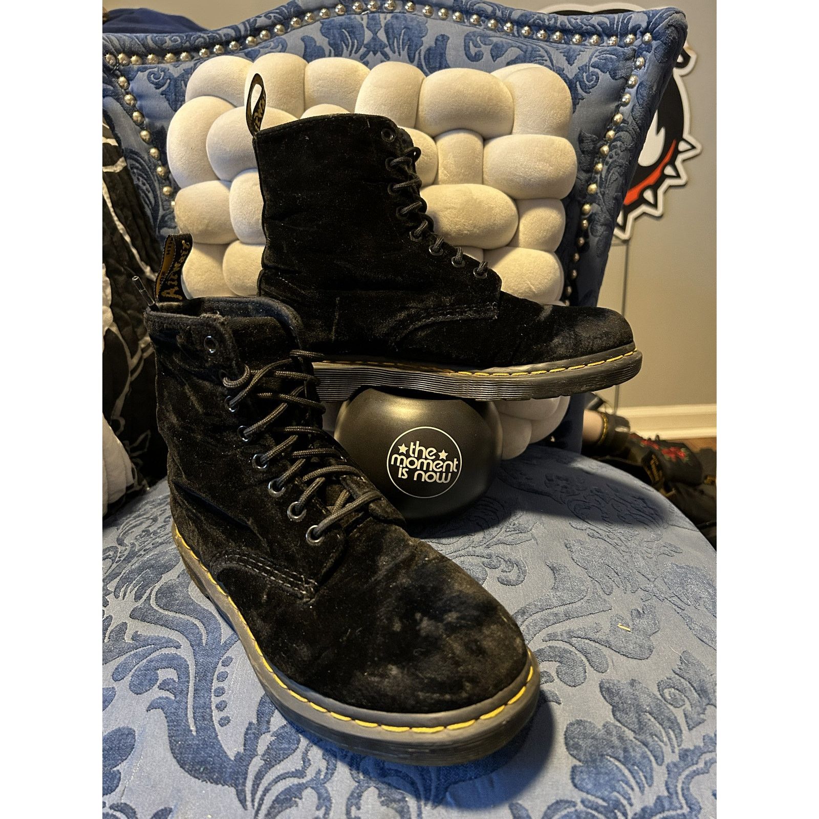 Dr. Martens Dr Martens 1460 Black Velvet Boots Size 8/EU 39 Size US 8 / IT 38 - 1 Thumbnail