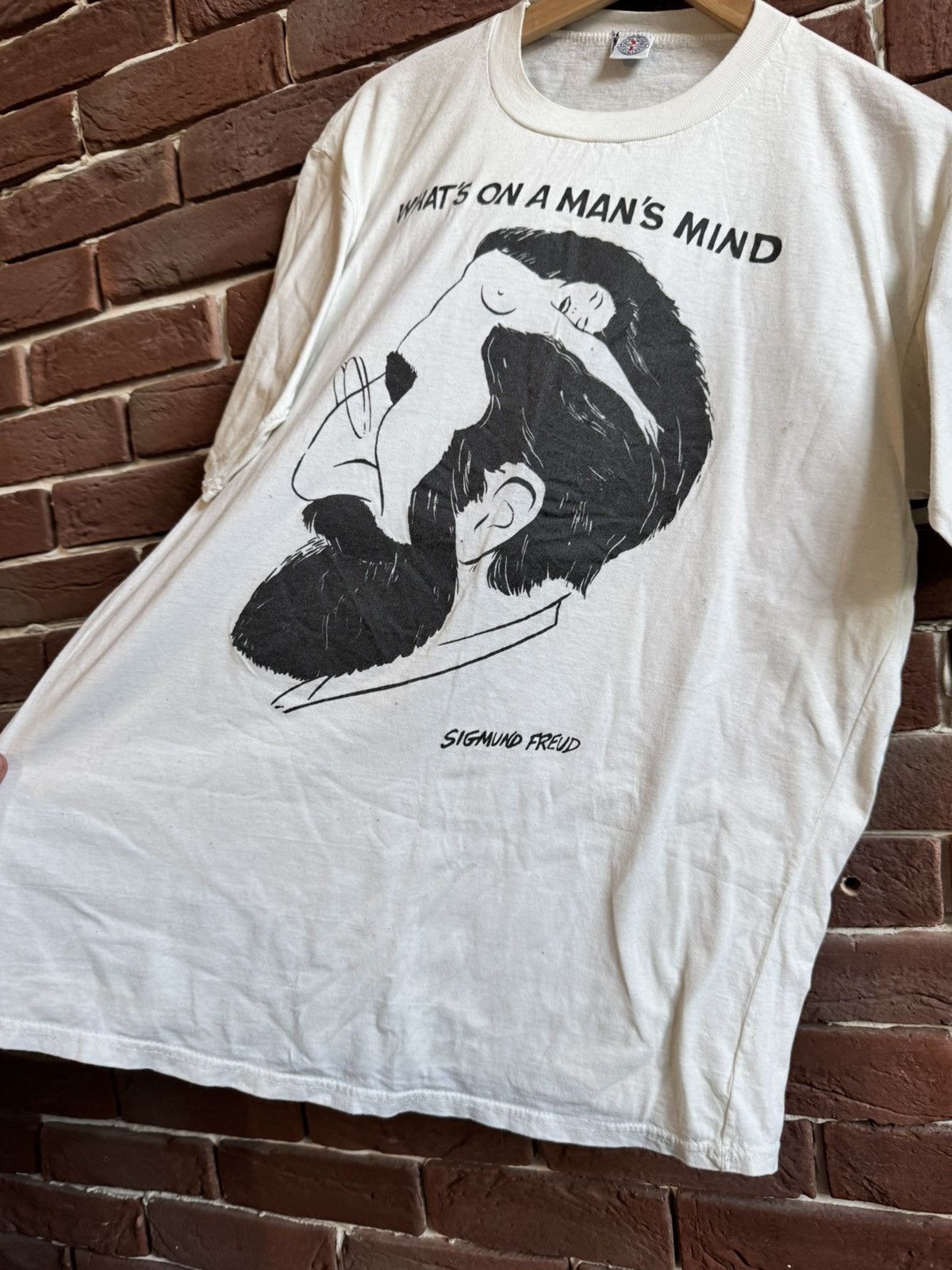 Band Tees × Vintage Vintage 90s Simgund Freud Pop Art Tee Rare Hype L White 90s Size US L / EU 52-54 / 3 - 6 Thumbnail