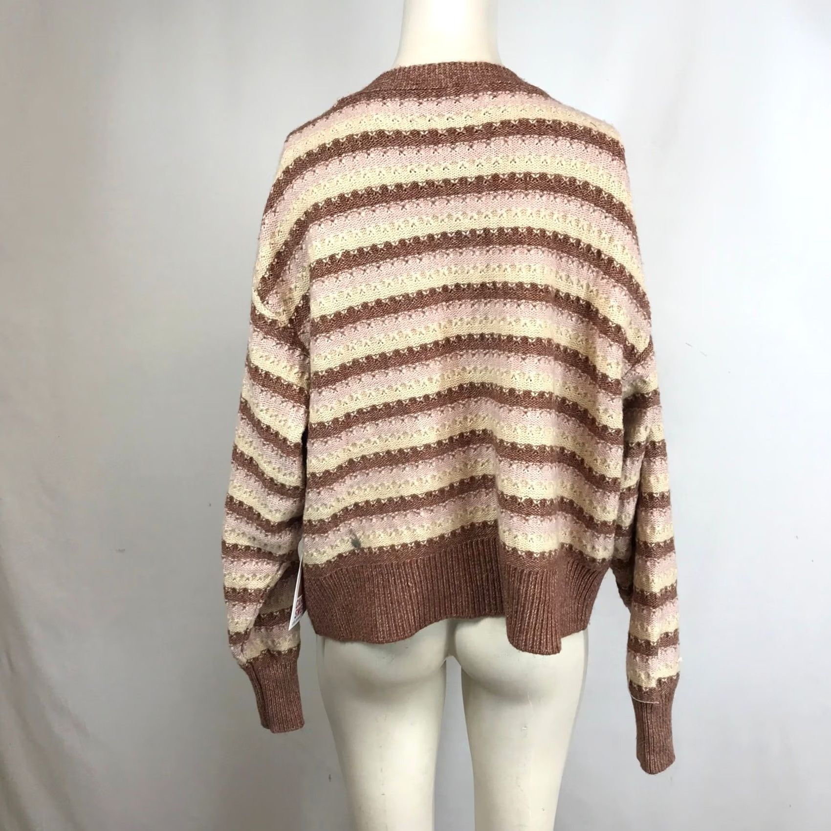 Vintage VINTAGE Celebrity Pink Striped Knit Cardigan Sweater Women's XXXL Brown Pink Beige Size XXL / US 16-18 / IT 52-54 - 5 Thumbnail