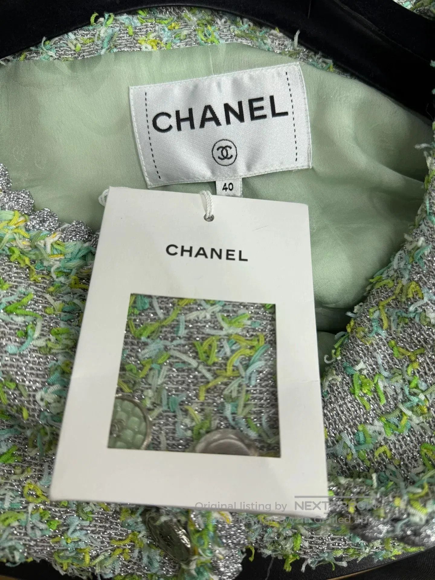 Chanel Chanel Green Silver Trim Four-Pocket Coat. Size US M / EU 48-50 / 2 - 4 Thumbnail
