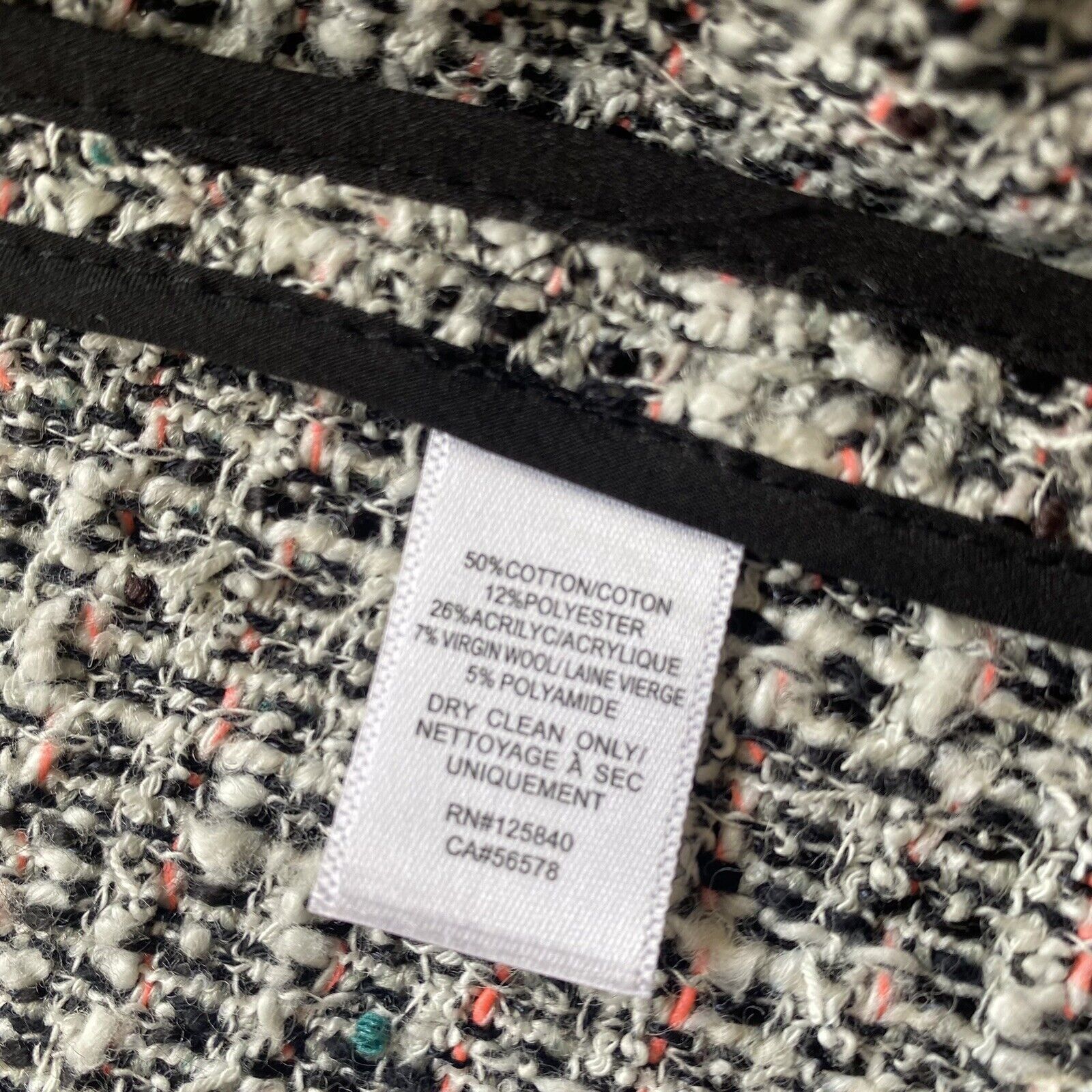 INTERMIX Intermix Womens Jacket Black White Fringed Tweed Blazer Fray Size XS / US 0-2 / IT 36-38 - 11 Thumbnail