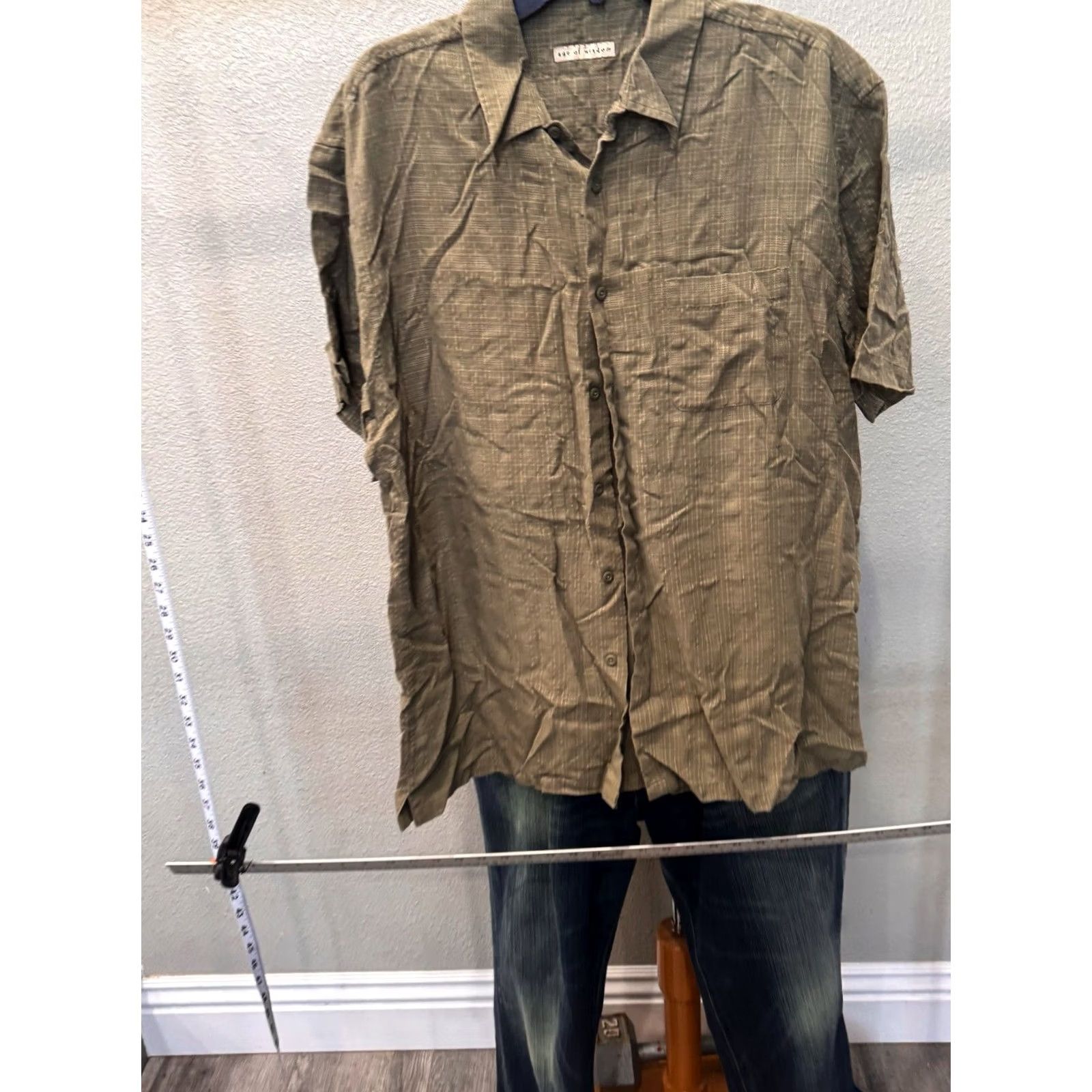 Vintage Age Of Wisdom Shirt Short Sleeve Button Up XL Green Check Poly Men XS? Size US XL / EU 56 / 4 - 3 Thumbnail