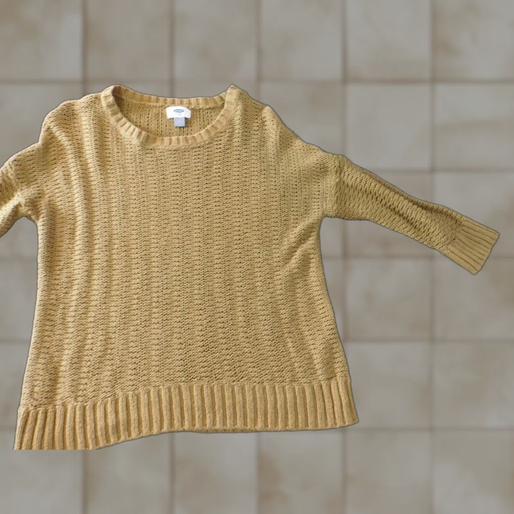 Old Navy Old Navy Womens Sweater Medium Green Pullover Crewneck Stretch Knit Striped Chunky-Knit Raglan Sleeve Bow Button Crew Neck Open Size M / US 6-8 / IT 42-44 - 1 Thumbnail