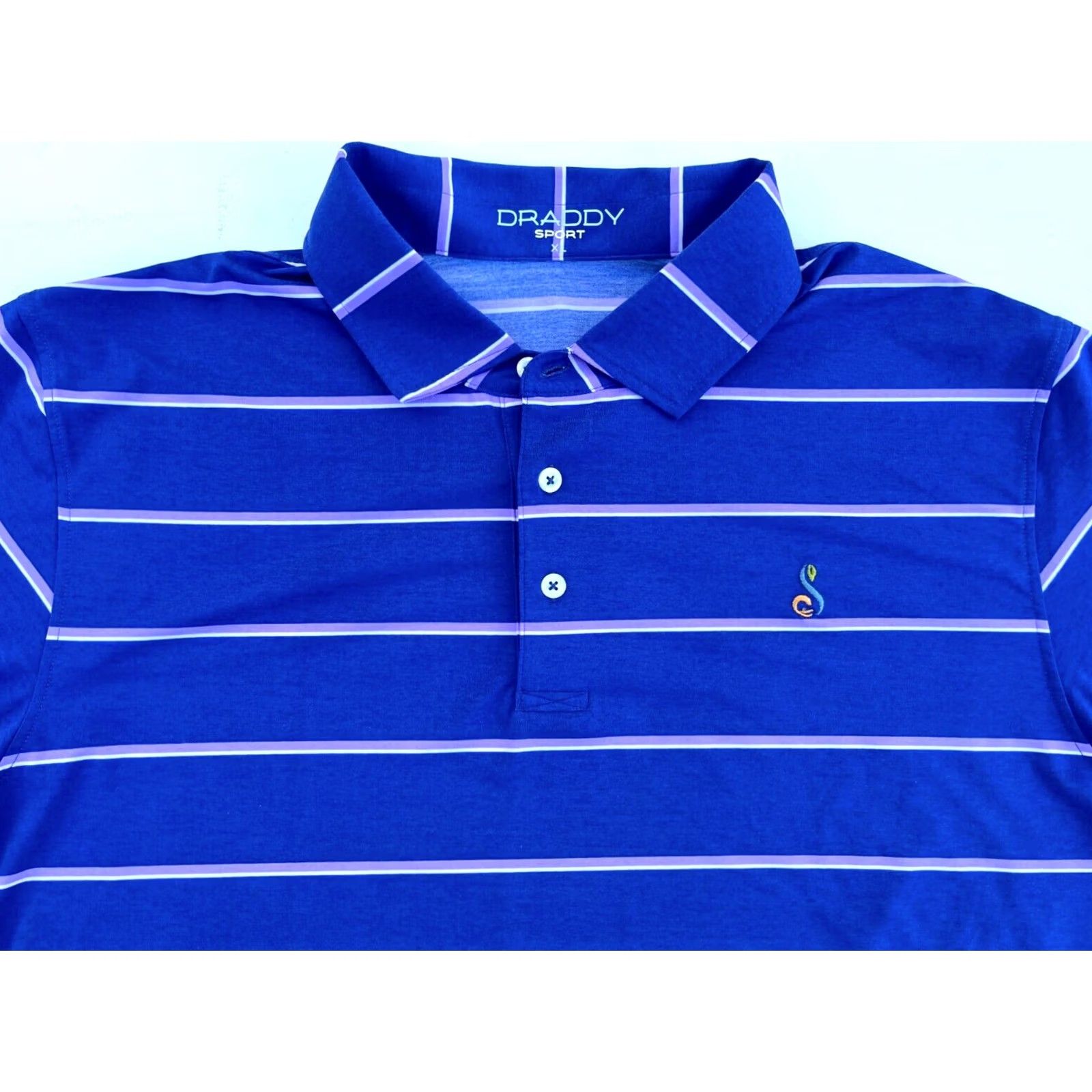 Vintage Draddy Sport Performance Polo Shirt Striped Golf Made in USA XL Men’s Polo Short Sleeve Blue 90s? Size US XL / EU 56 / 4 - 3 Thumbnail