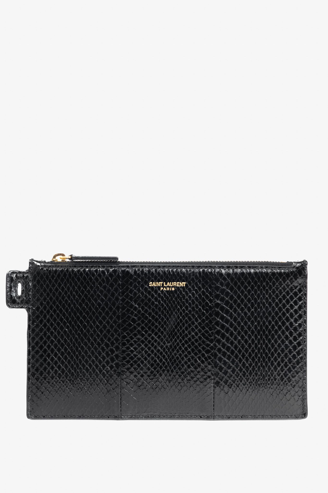Saint Laurent Black Snakeskin Flat Wallet