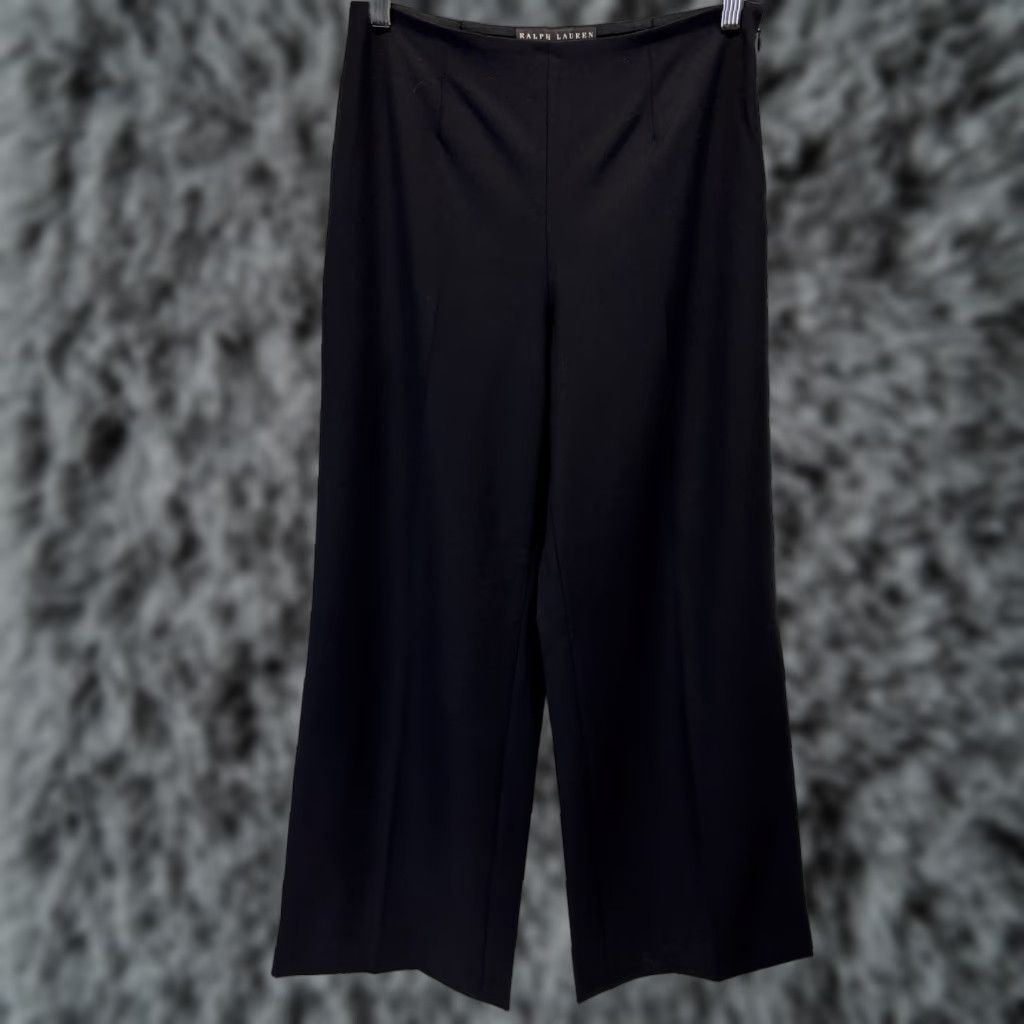 Ralph Lauren RALPH LAUREN Black Wool Blend Wide Leg Dress Pants Sz 8 Women Career Black Label Size 30" / US 8 / IT 44 - 1 Thumbnail