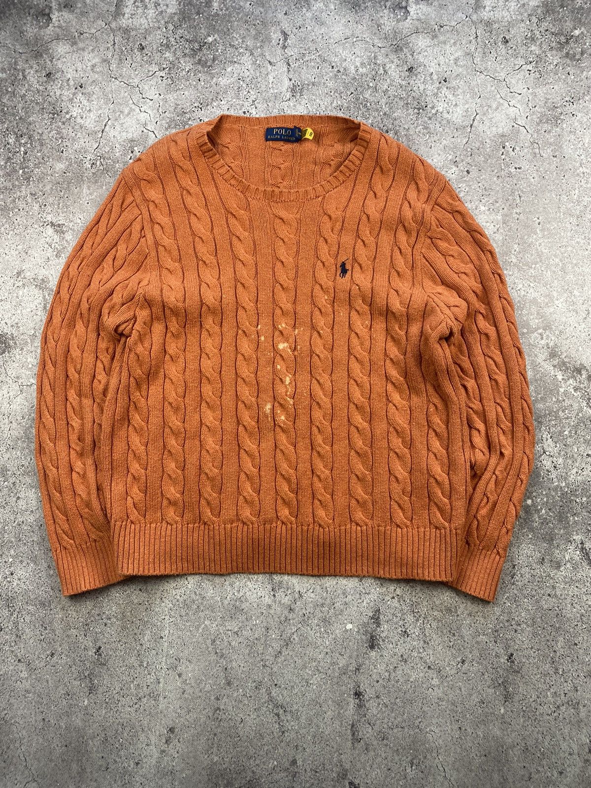 Polo Ralph Lauren Vintage Polo Ralph Lauren Cable Knit orange🍊Sweater painted Size US L / EU 52-54 / 3 - 1 Thumbnail