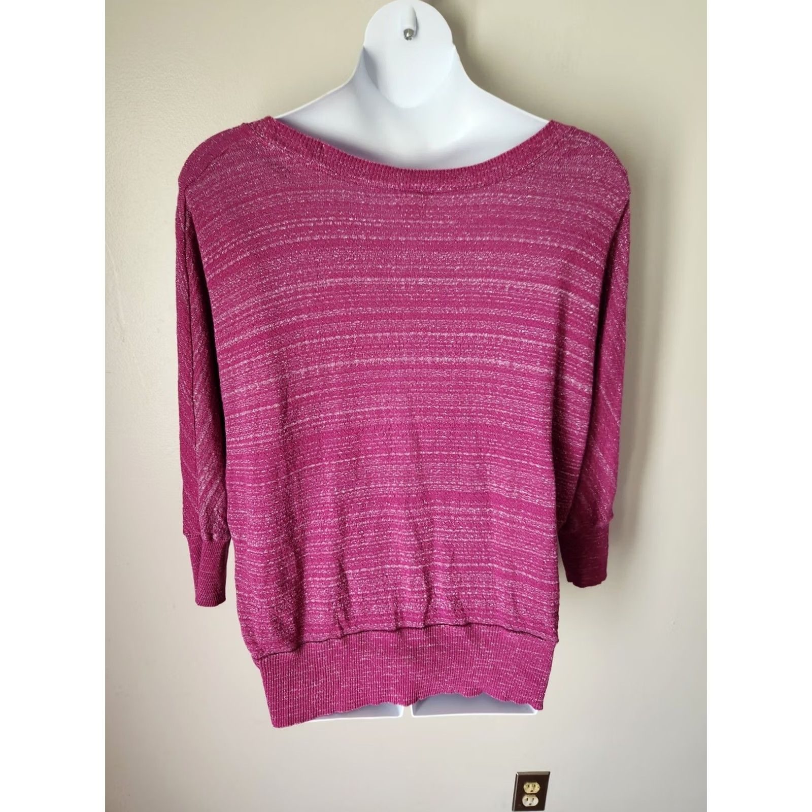Vintage Mudd Pink Sweater 3/4 Sleeve Shirt Size 3X Plus Pullover Casual Women's Knit Solid Scoop Neck Adult Plus-Size Mens? Size XXL / US 16-18 / IT 52-54 - 5 Thumbnail
