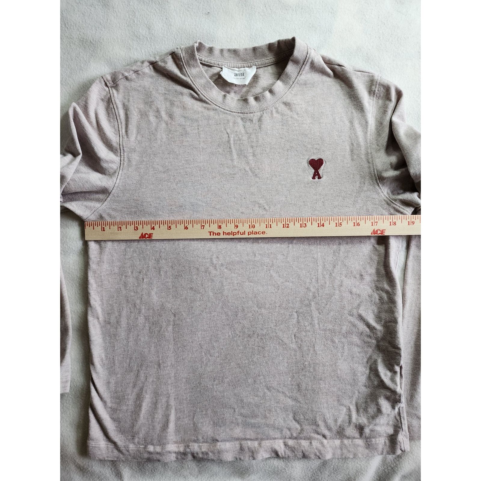 AMI AMI Paris Long Sleeve T-Shirt Crewneck Top S Heathered Sand Size US S / EU 44-46 / 1 - 6 Thumbnail