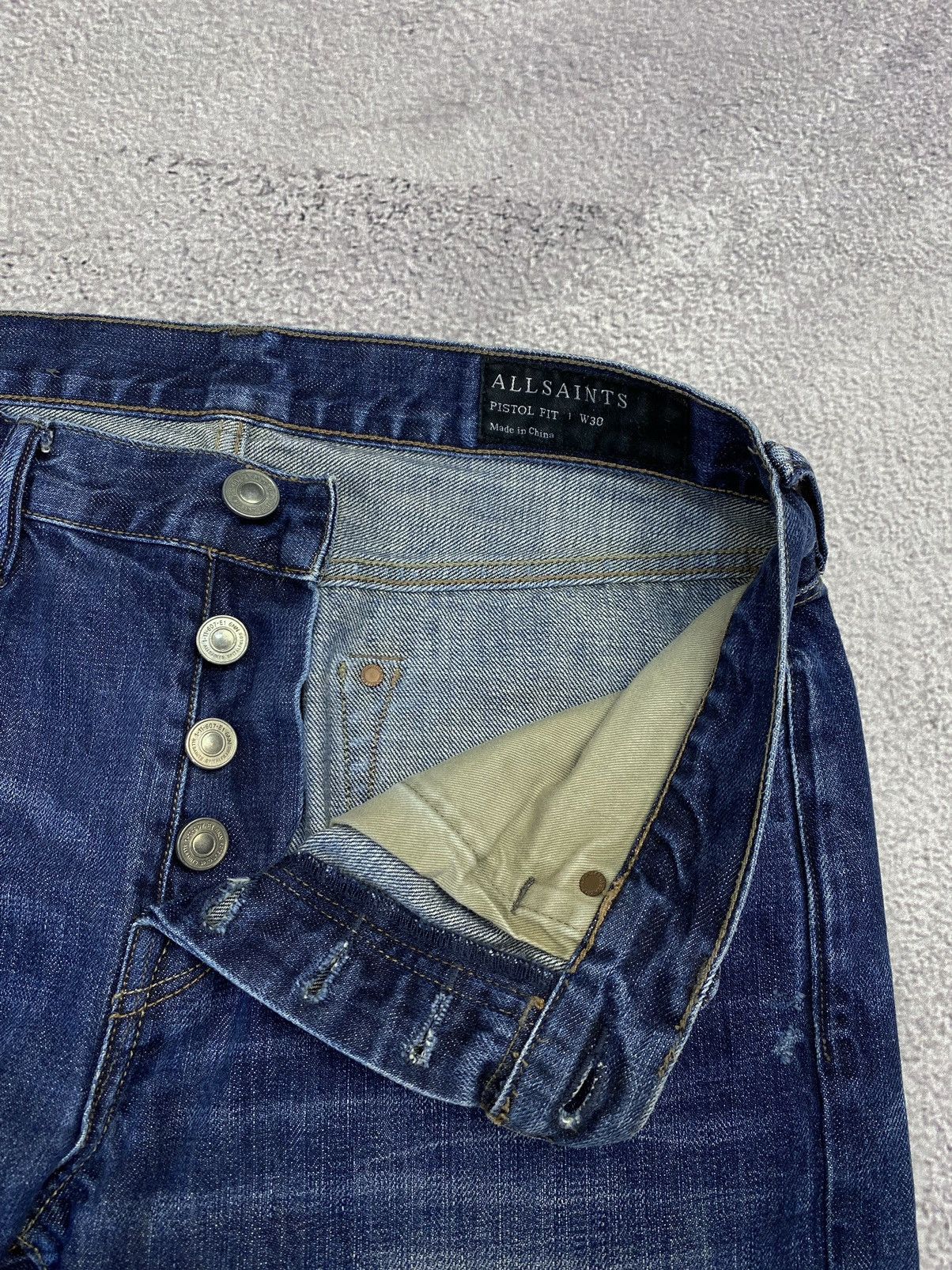 Allsaints AllSaints Kanaba Pistol Fit Blue Distressed Jeans Size US 30 / EU 46 - 8 Thumbnail