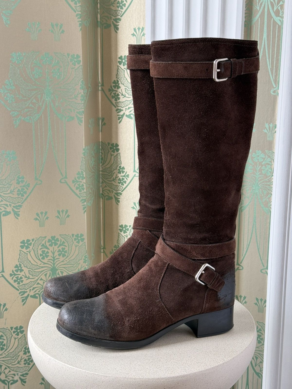 Prada Prada Sport Brown Suede and Leather Moto Knee Boots 38.5 Size US 8.5 / IT 38.5 - 1 Thumbnail